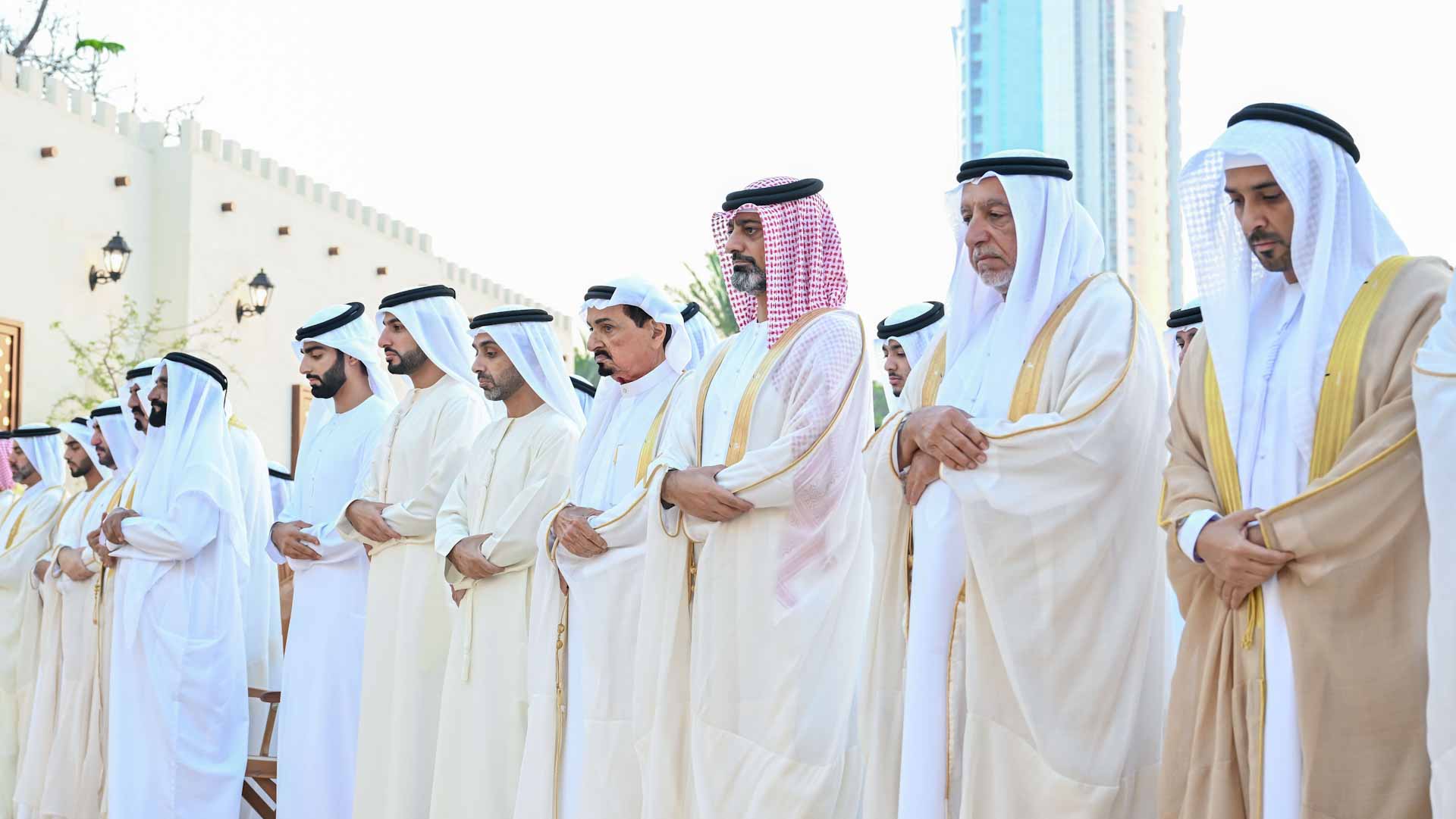 Image for the title: Ajman Ruler performs Eid Al Fitr prayer at Al Zaher Palace mosque 