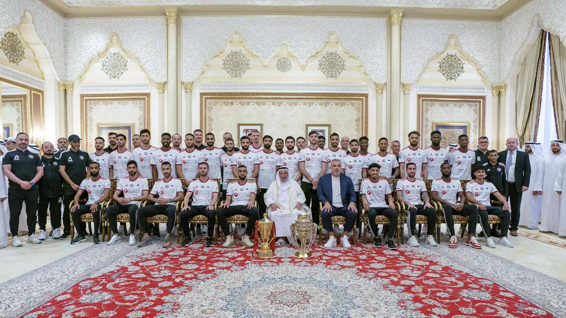 Image for the title: Sharjah Ruler receives champion of UAE President's Cup 