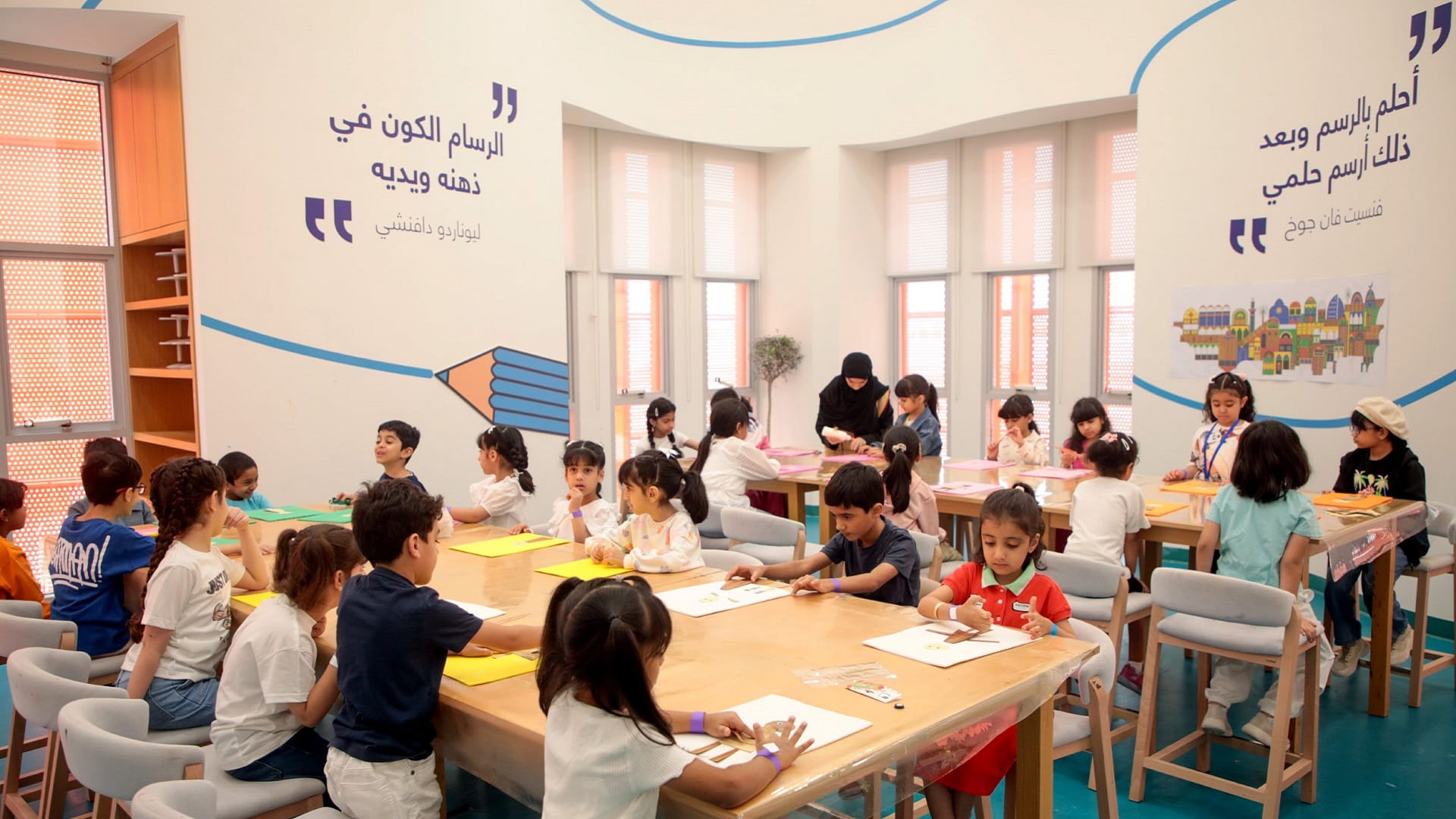 Image for the title: New attributes from arts to technology at Sharjah Children camp 