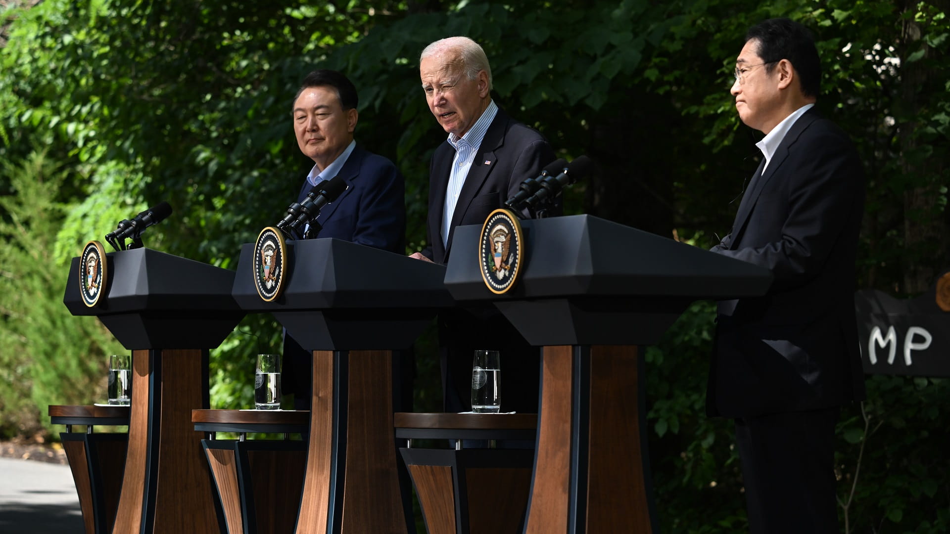 Image for the title: US, Japan, S.K. starting 'hotline' to 'swiftly consult' on crises 