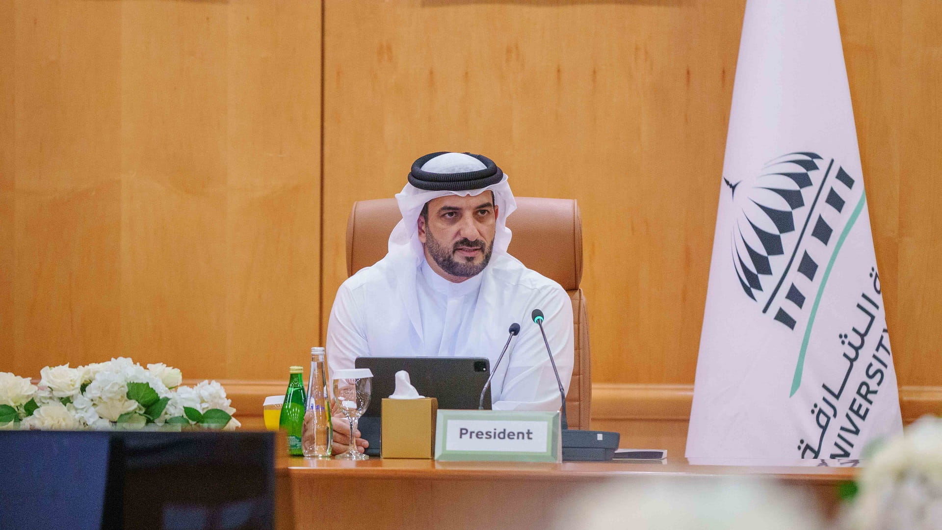Image for the title: Sultan bin Ahmed meets with UOS Chancellor and faculties 