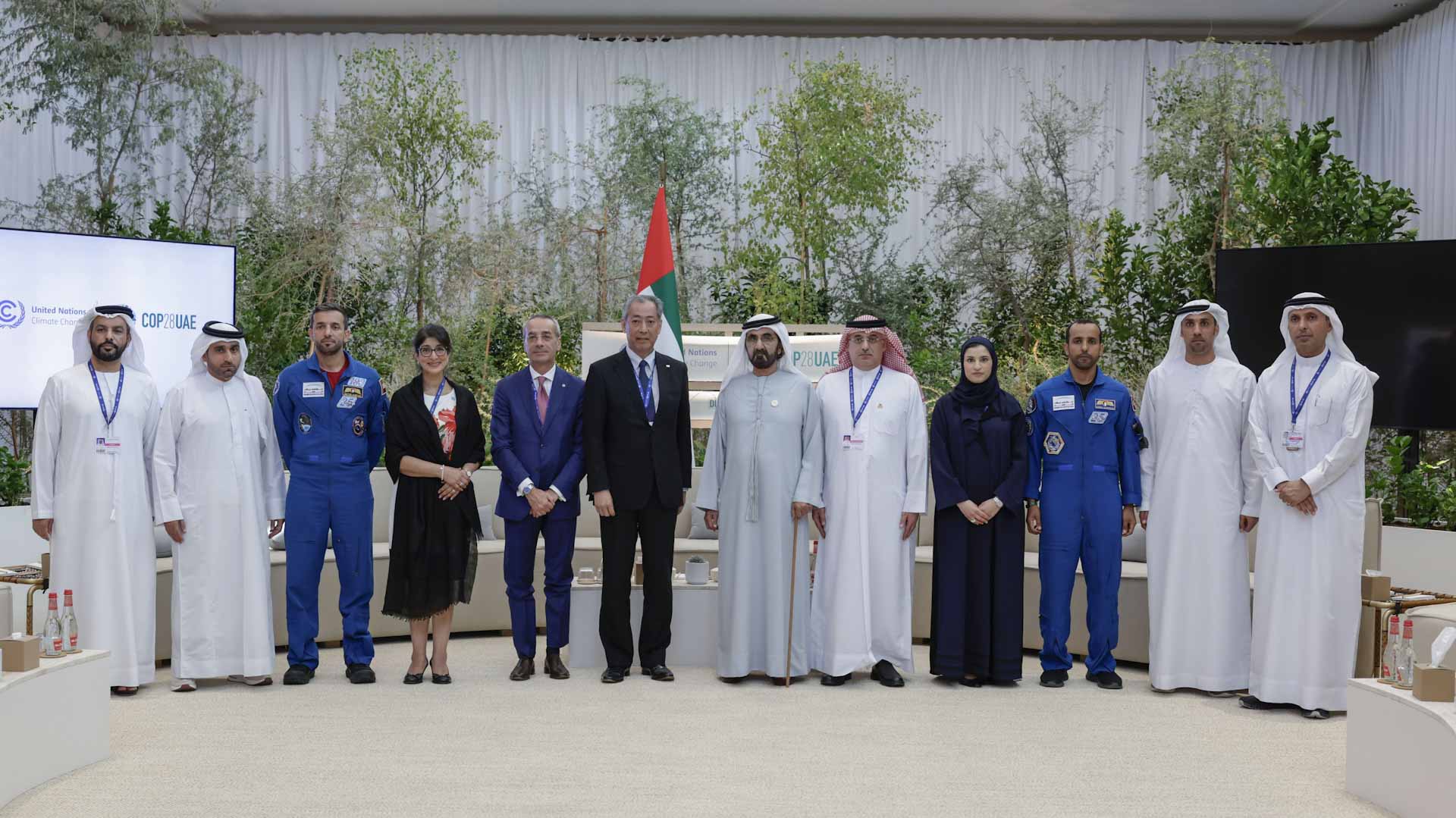 Image for the title: Mohammed bin Rashid meets space sector decision makers at COP28 