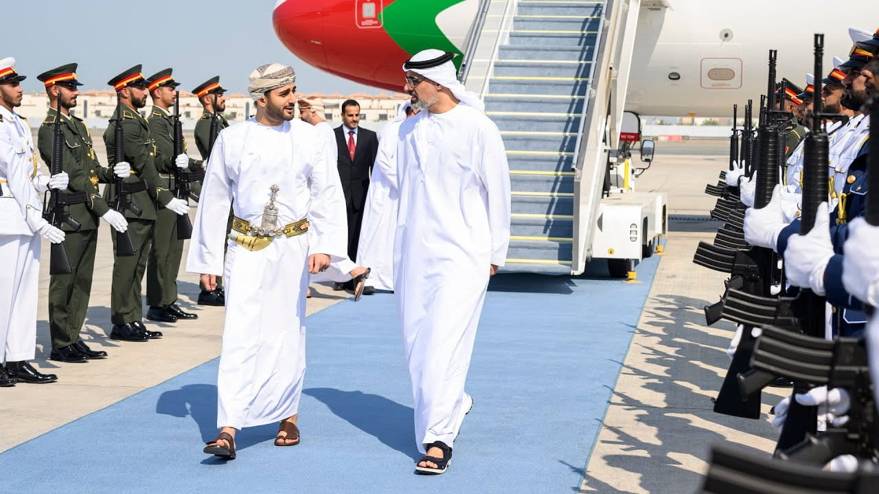 Image for the title: Khaled bin Mohamed bin Zayed receives Theyazin bin Haitham Al Said 