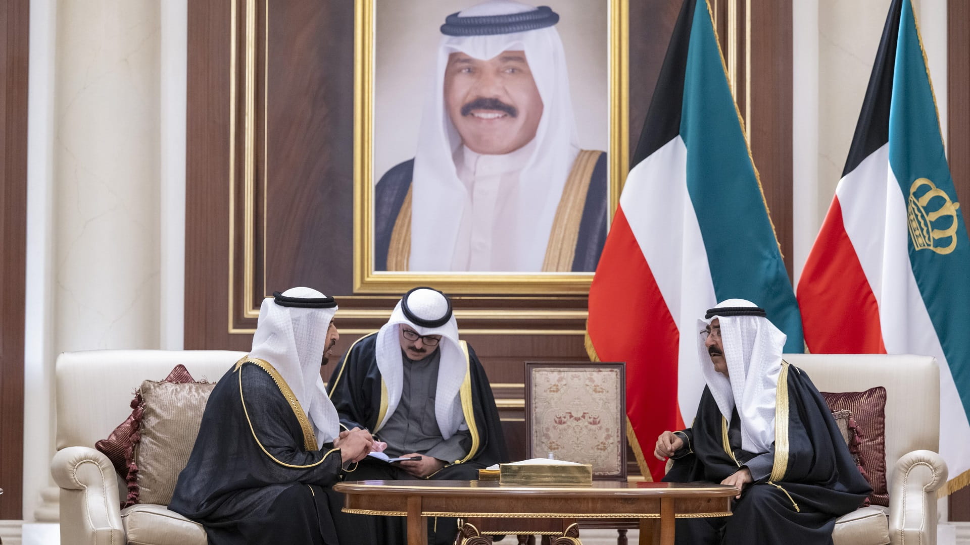 Image for the title: Hamdan bin Zayed condoles Kuwait over passing of Nawaf Al-Ahmad 