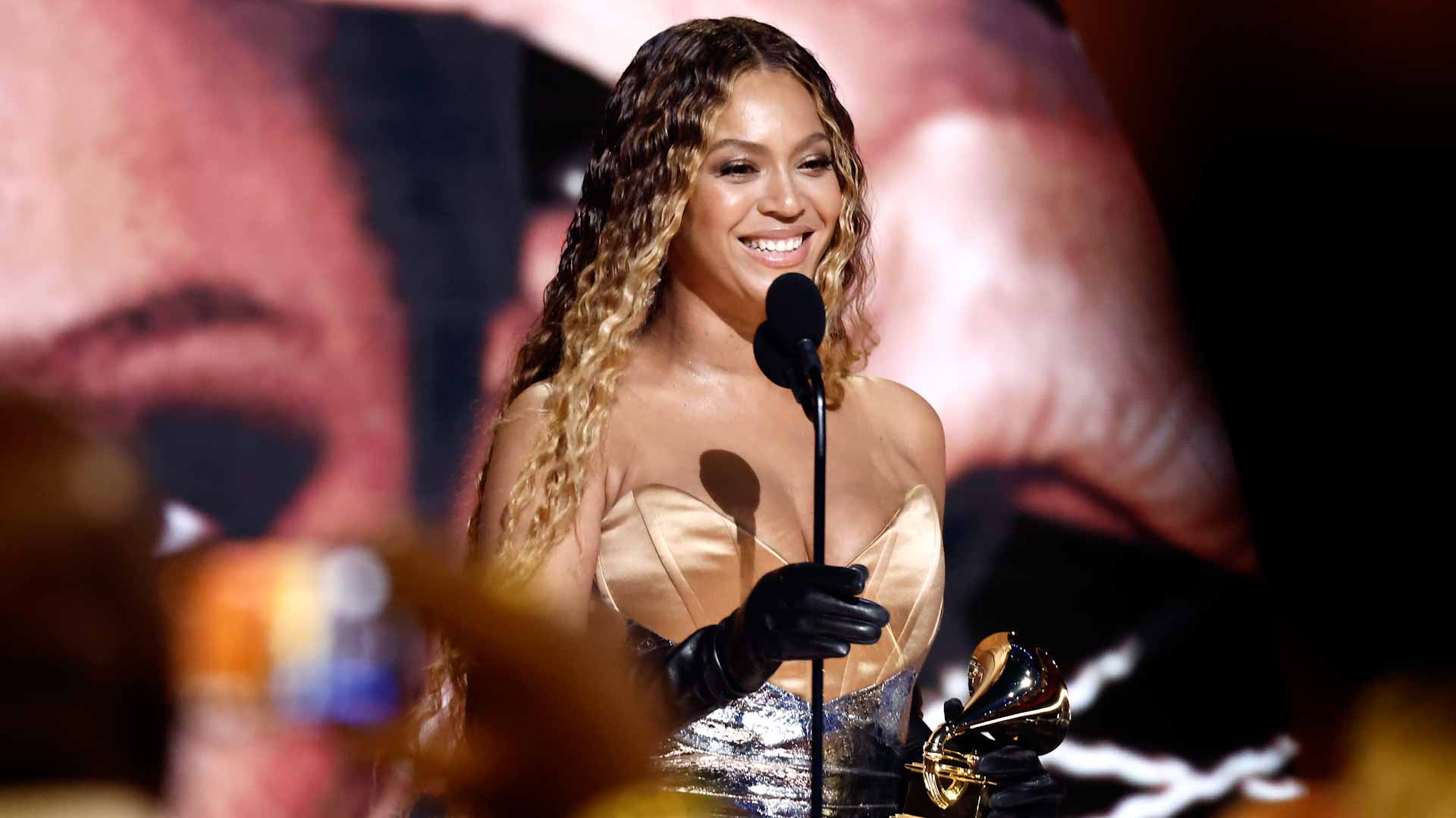 Image for the title: Beyonce breaks record for most Grammys ever won 