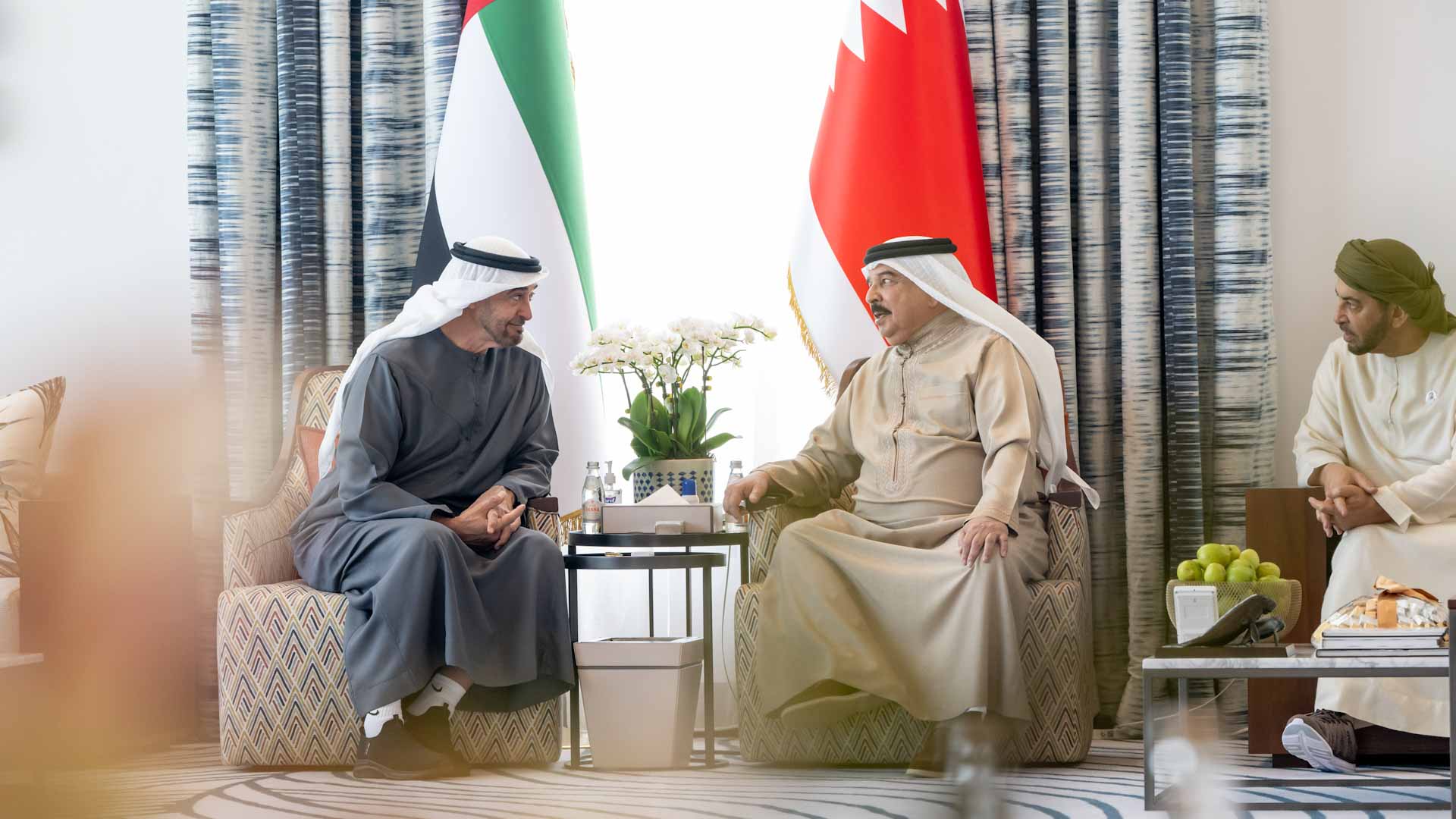 صورة بعنوان: رئيس الدولة وملك البحرين يبحثان التعاون الثنائي والتنسيق المشترك 