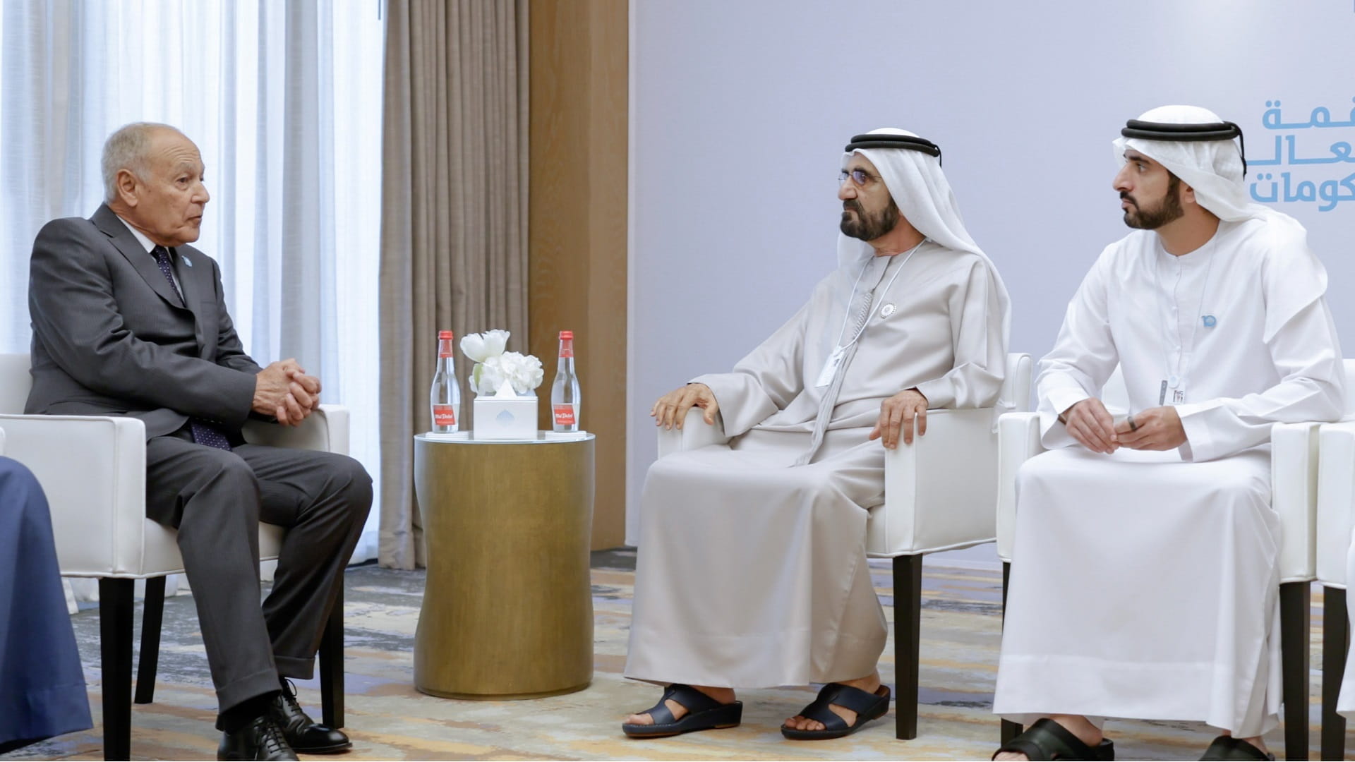 Image for the title: Mohammed bin Rashid meets with SG of Arab League at WGS 2023 