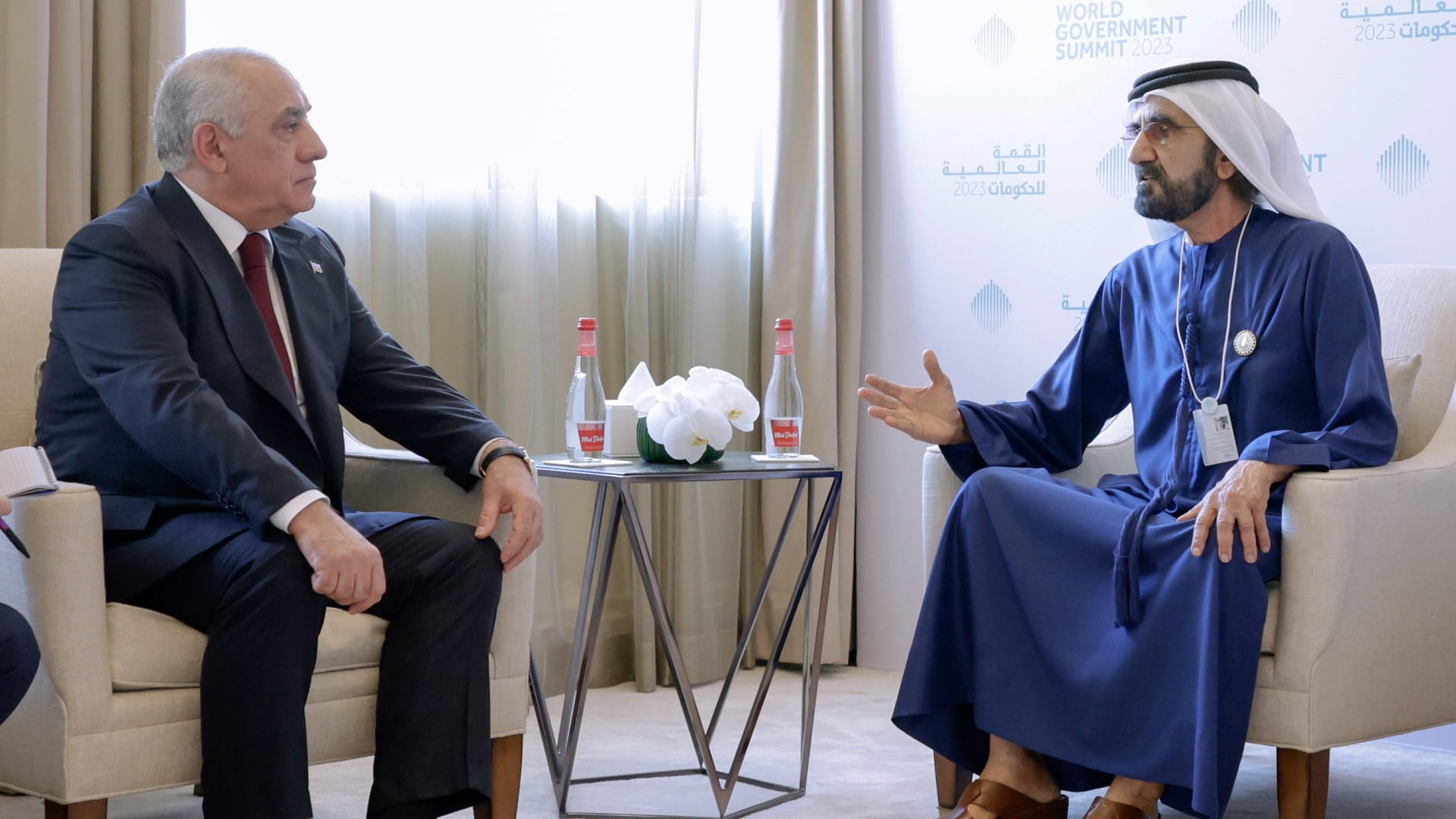 Image for the title: Mohammed bin Rashid, Azerbaijan PM explore venues of cooperation 