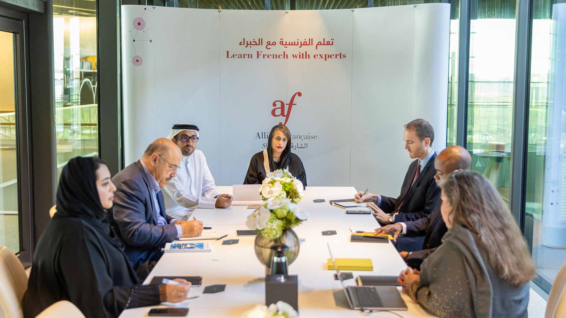 Image for the title: Hoor Al Qasimi heads Sharjah’s ‘Alliance Française’ meeting  