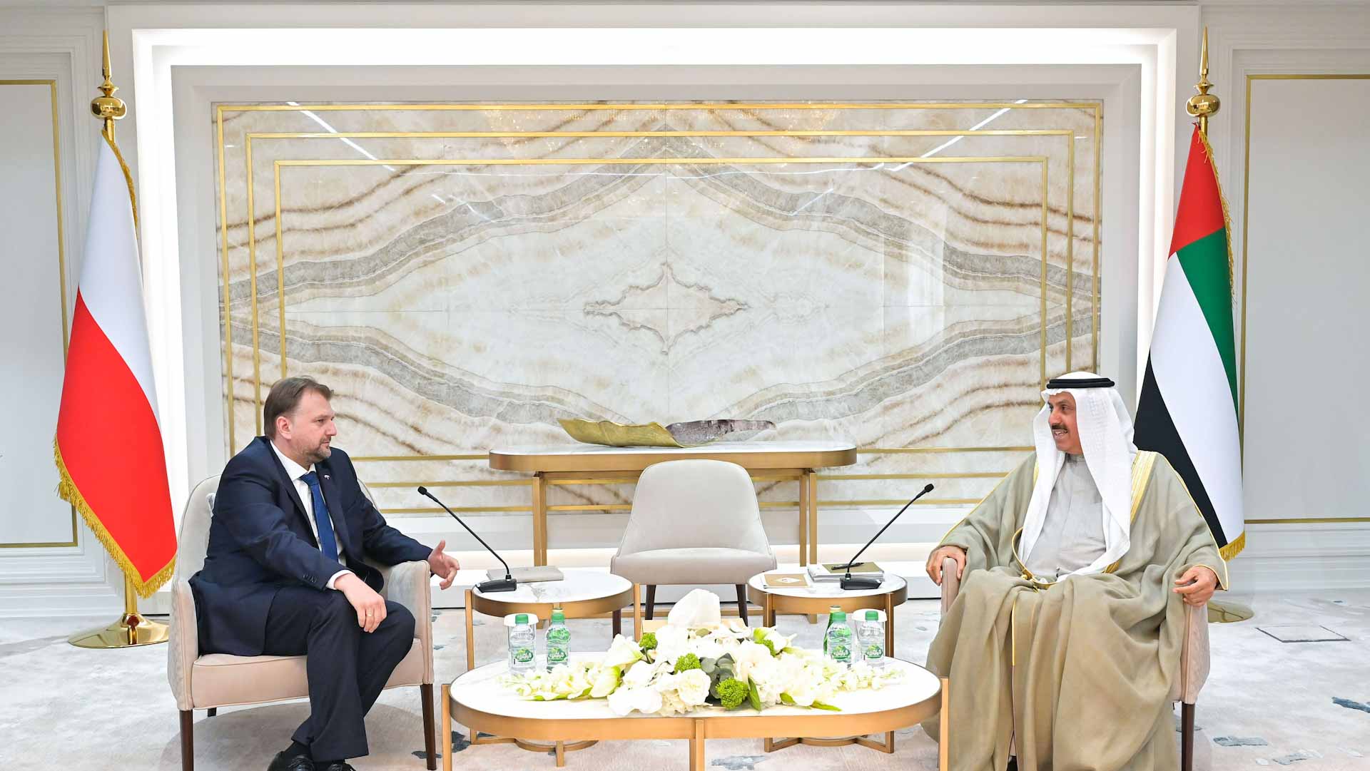 Image for the title: Saqr Ghobash receives accredited ambassadors to the UAE 