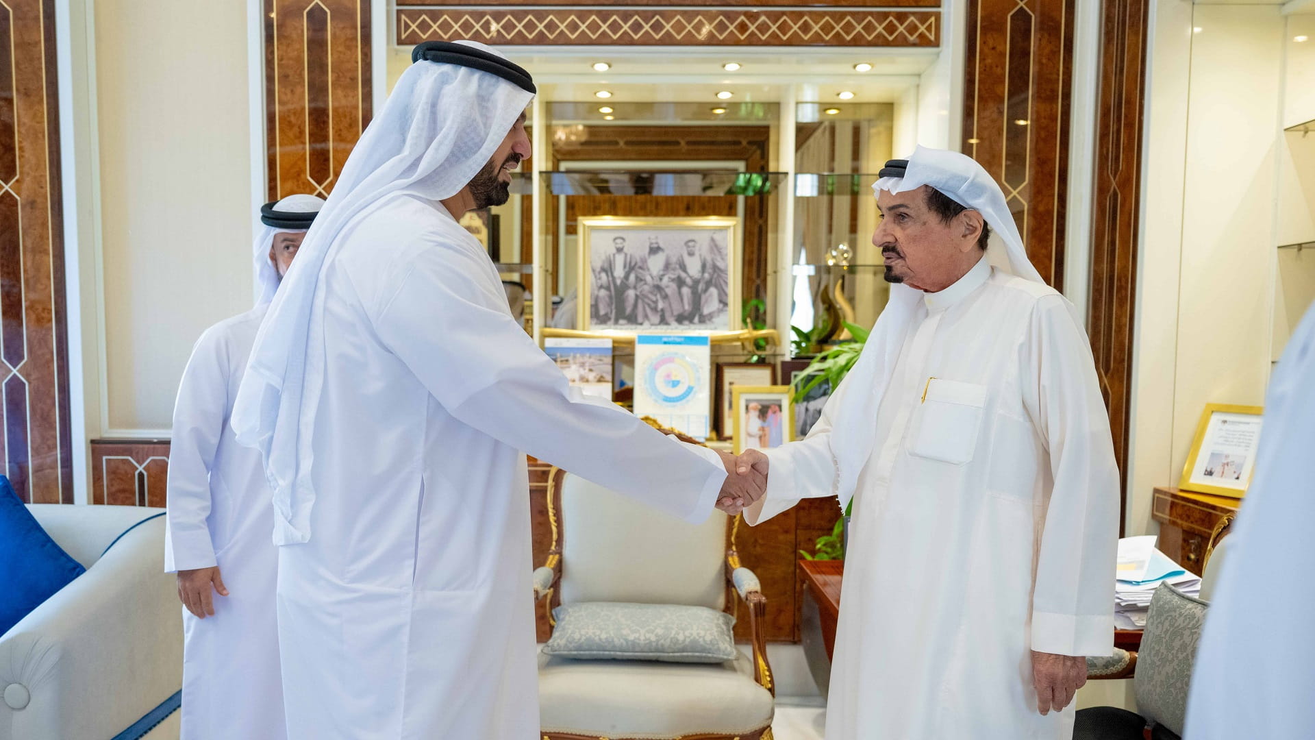 Image for the title: Ajman Ruler receives Al Zorah Nature Reserve commemorative stamp  