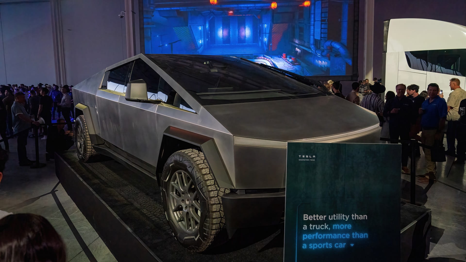 Image for the title: Tesla rolls out its first electric pickup, the Cybertruck 