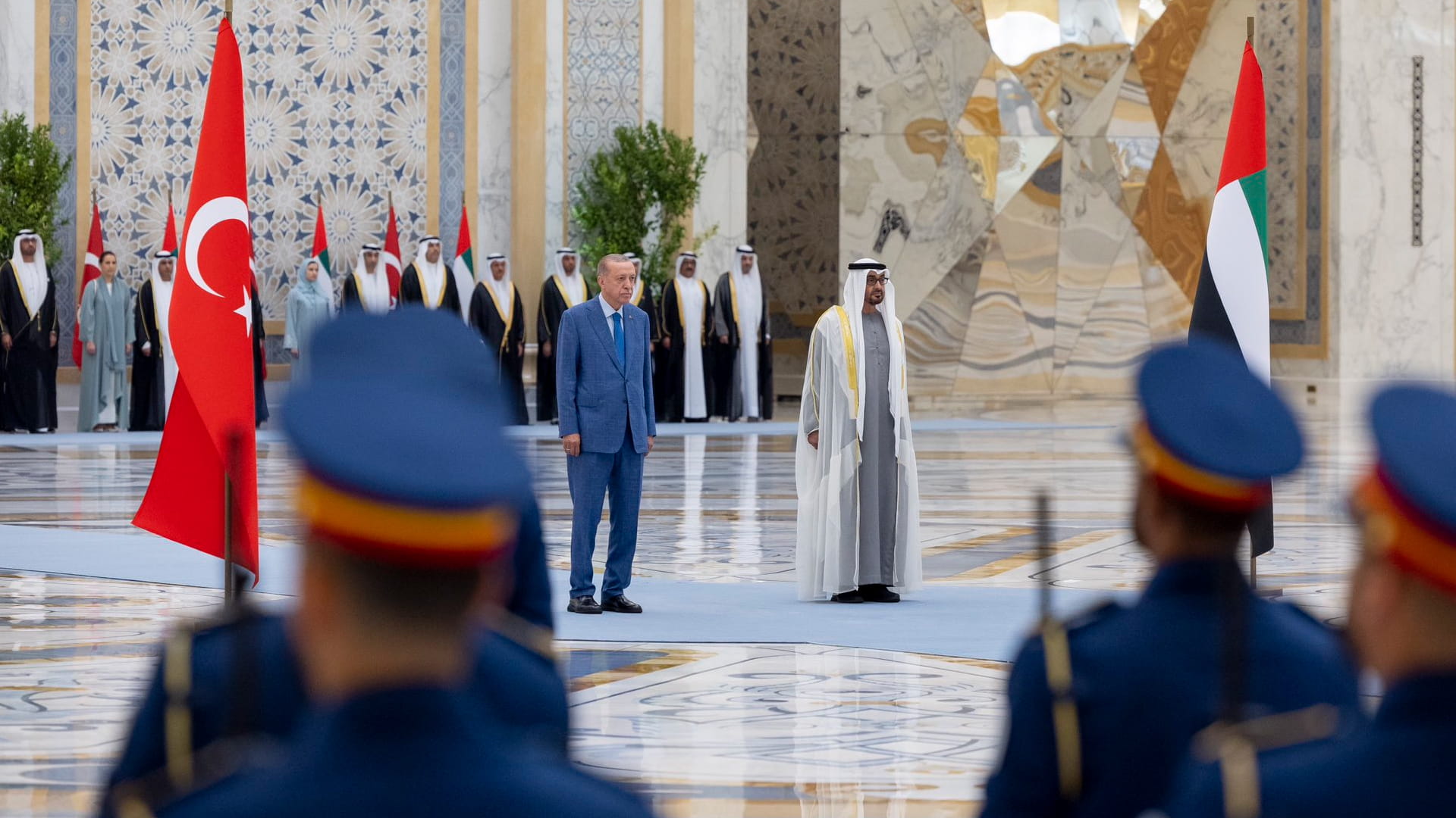 Image for the title: Mohamed bin Zayed hosts official reception for President Erdogan 