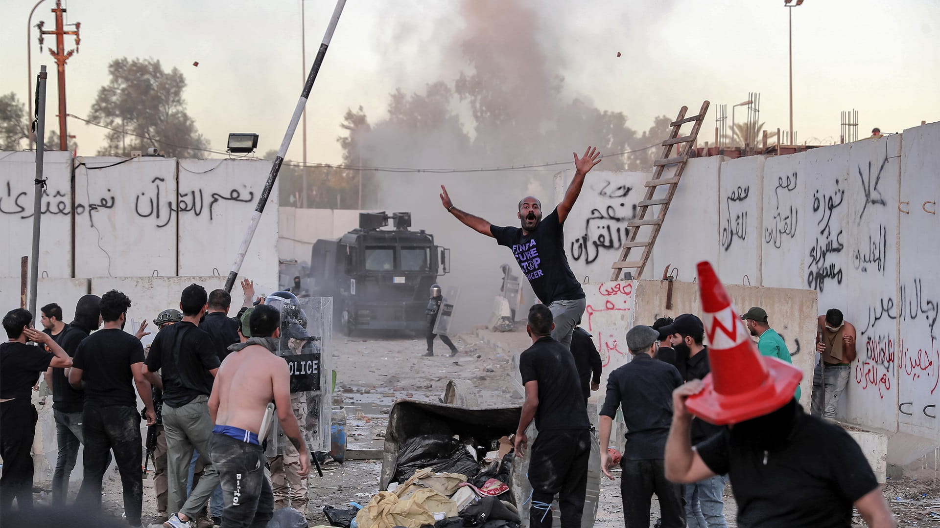 Image for the title: Iraq protesters storm, torch Swedish embassy 