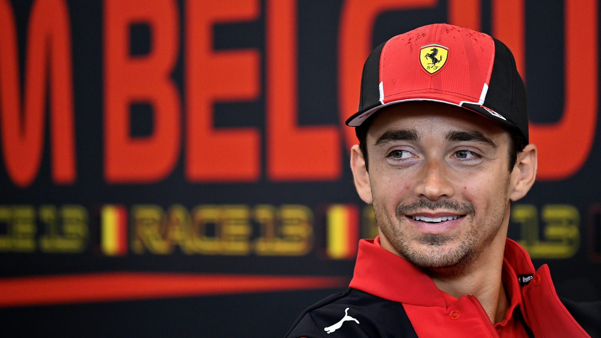 Image for the title: Leclerc starts from pole at Belgian GP after Verstappen penalty 