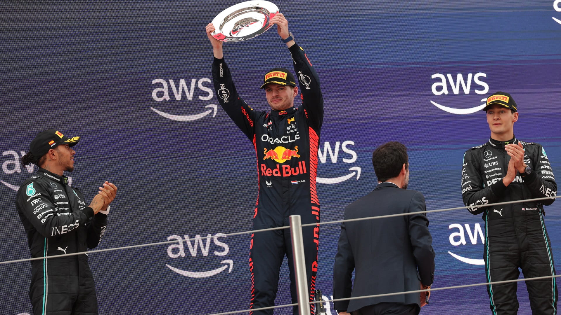 Image for the title: Verstappen extends title lead with masterful Spanish win 