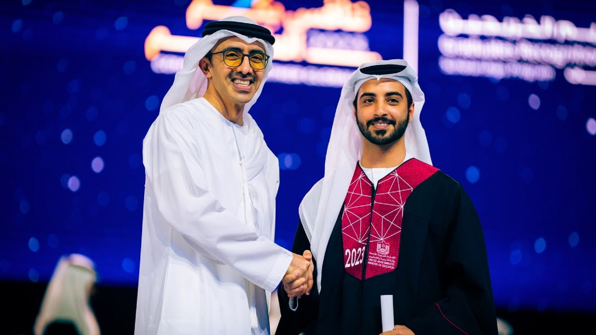Image for the title: UAE FM attends MoE's Scholarship Prgm. graduation ceremony 