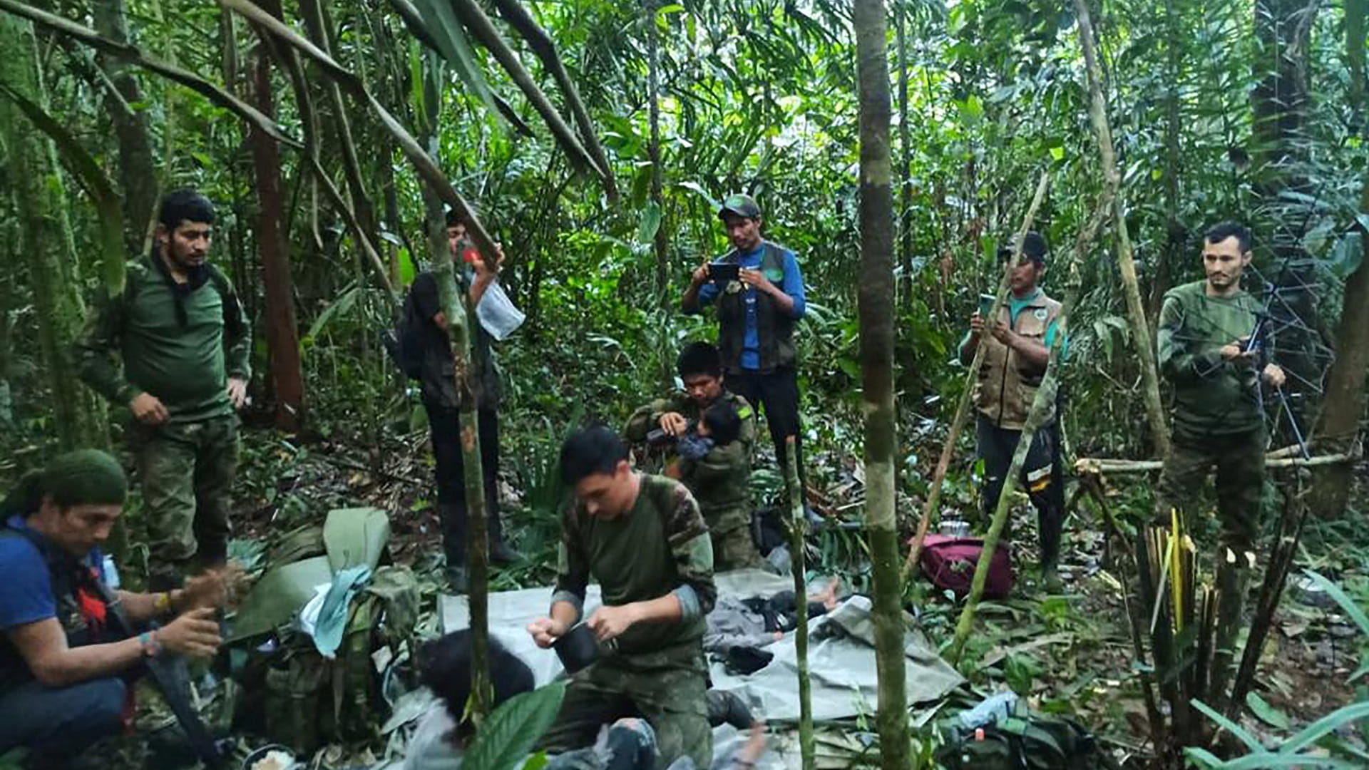 Image for the title: Child plane crash survivors get medical care in Bogota 