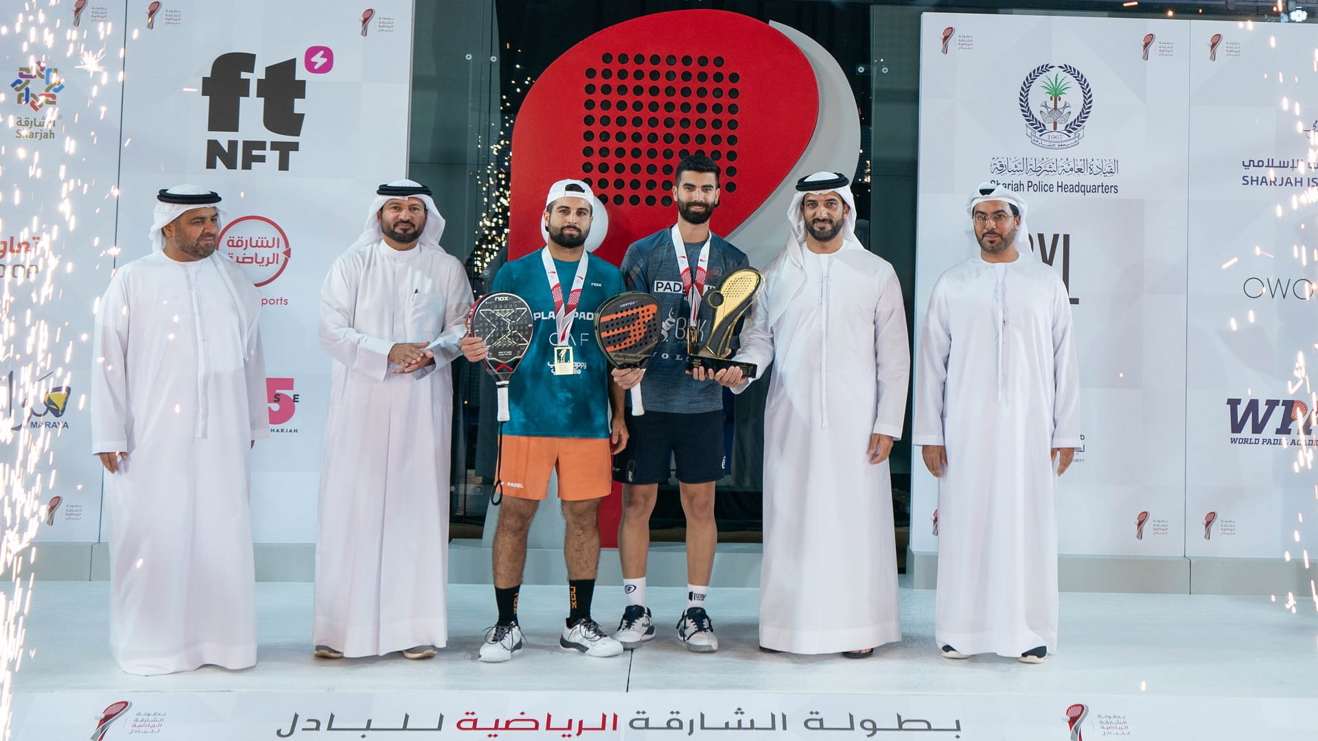 Image for the title: Sultan bin Ahmed crowns winners of Sharjah Padel Tennis Champ. 