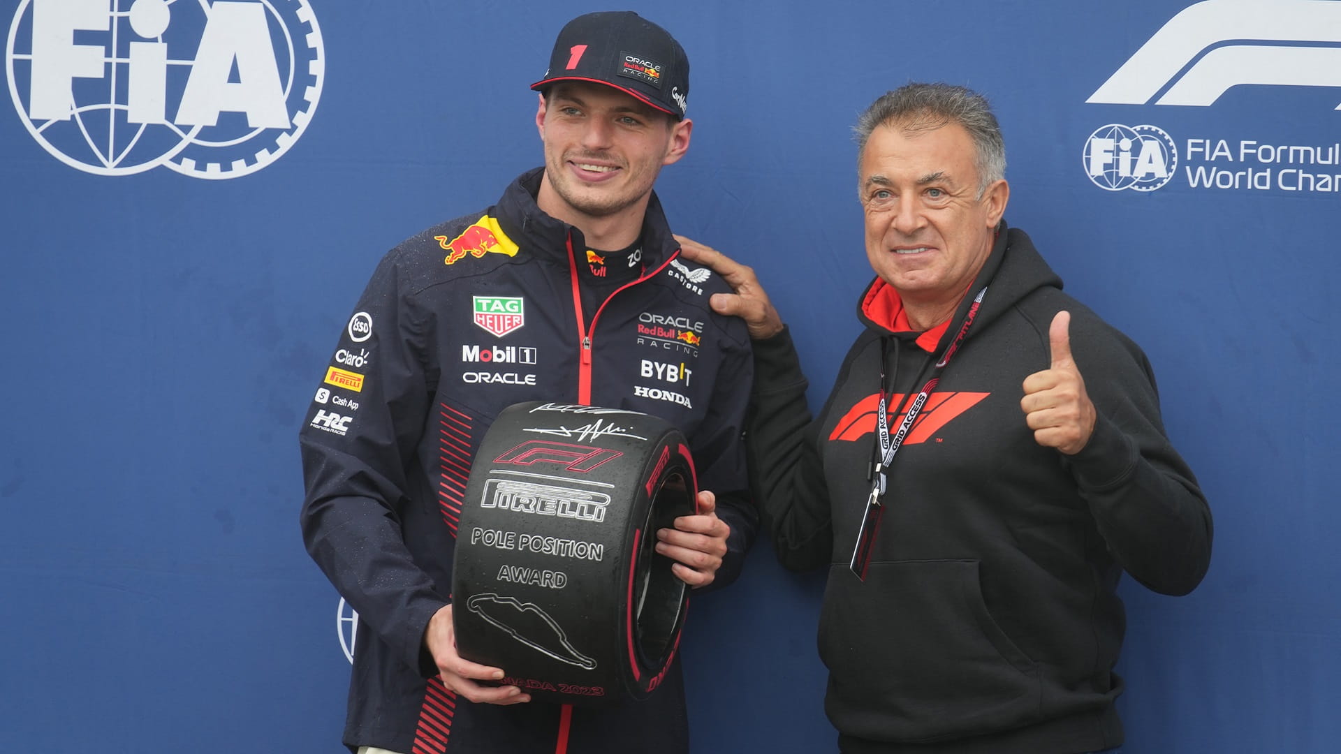 Image for the title: Verstappen hails team after 'super-slippery' Canada pole 