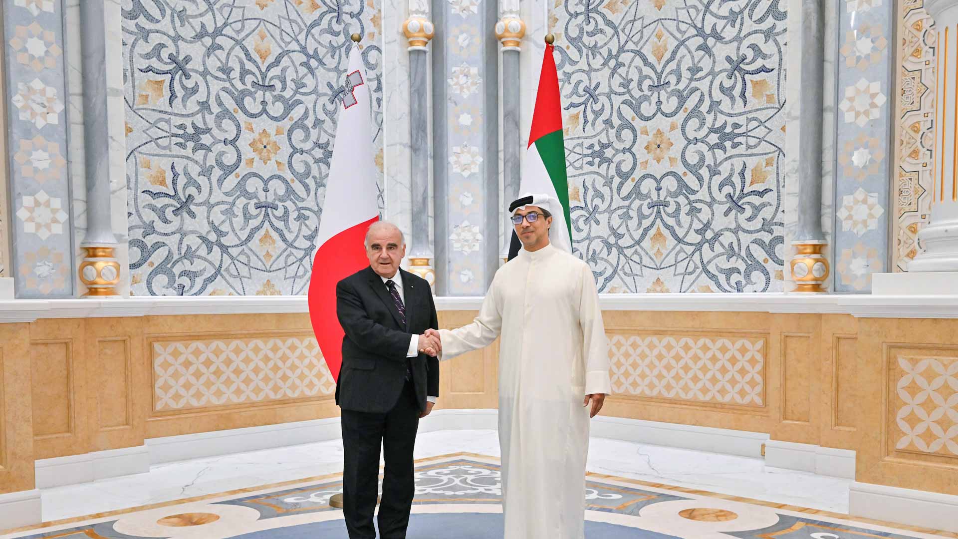 Image for the title: Mansour bin Zayed receives President of Malta 