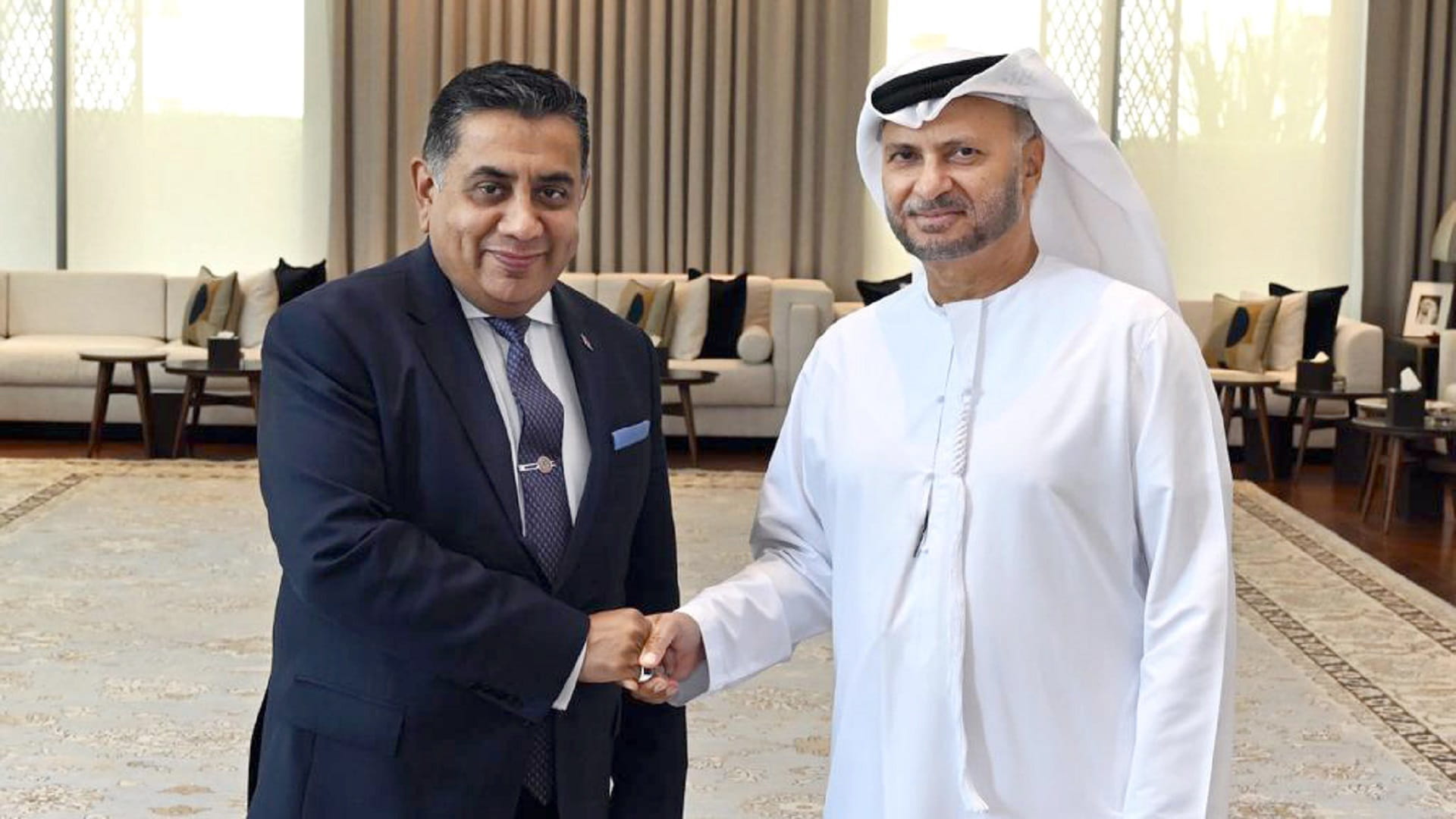 Image for the title: Gargash, Lord Tariq Ahmad discuss bilateral relations 