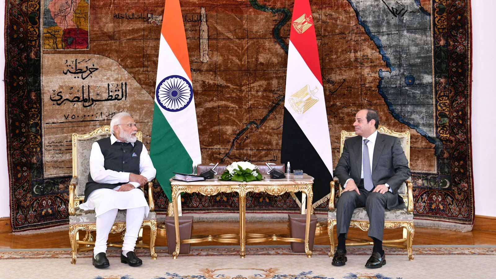 Image for the title: Egypt and India bolster ties as Modi makes first trip to Cairo 