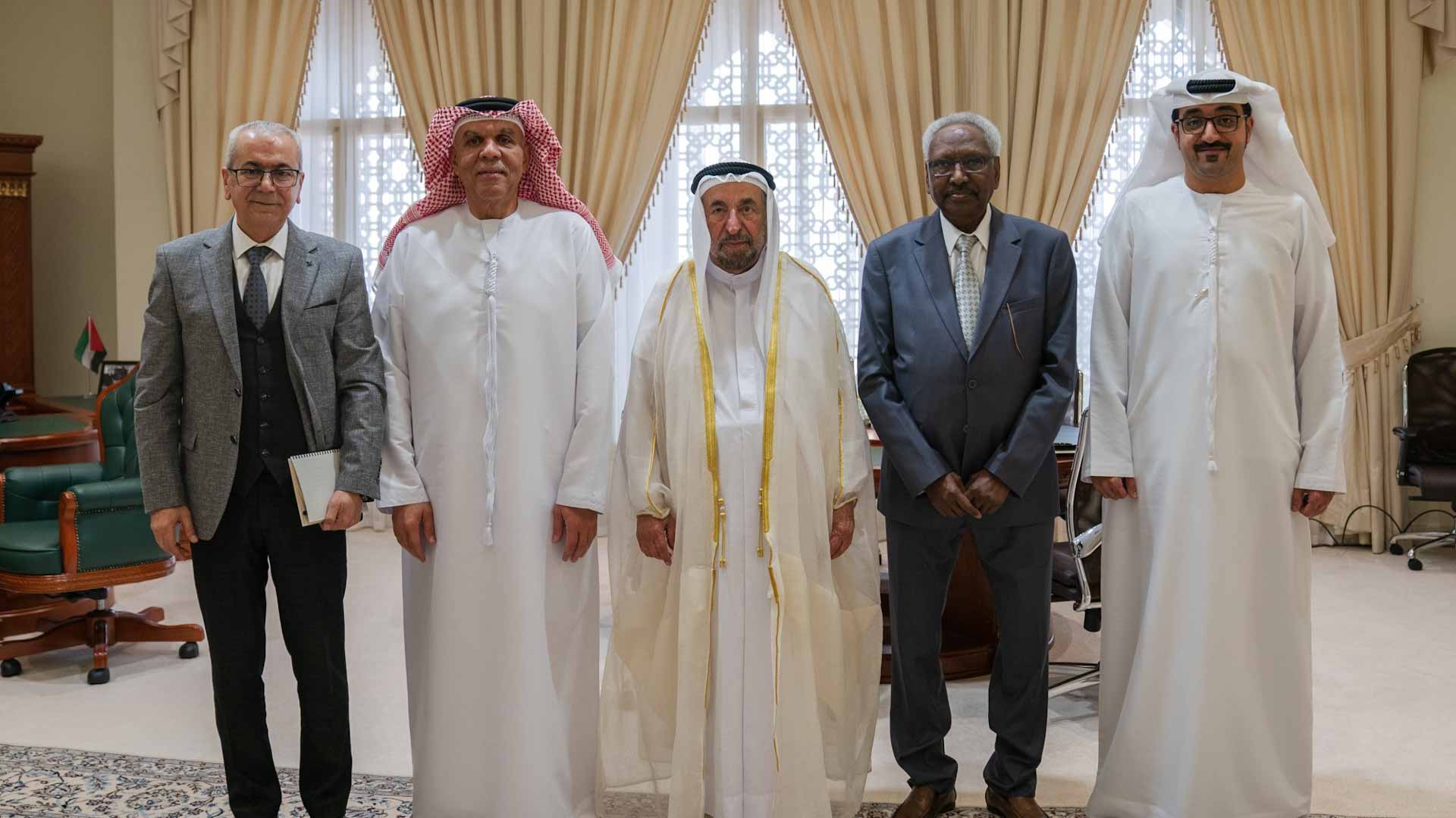 Image for the title: Sharjah Ruler receives delegation from Arab Theater Authority 