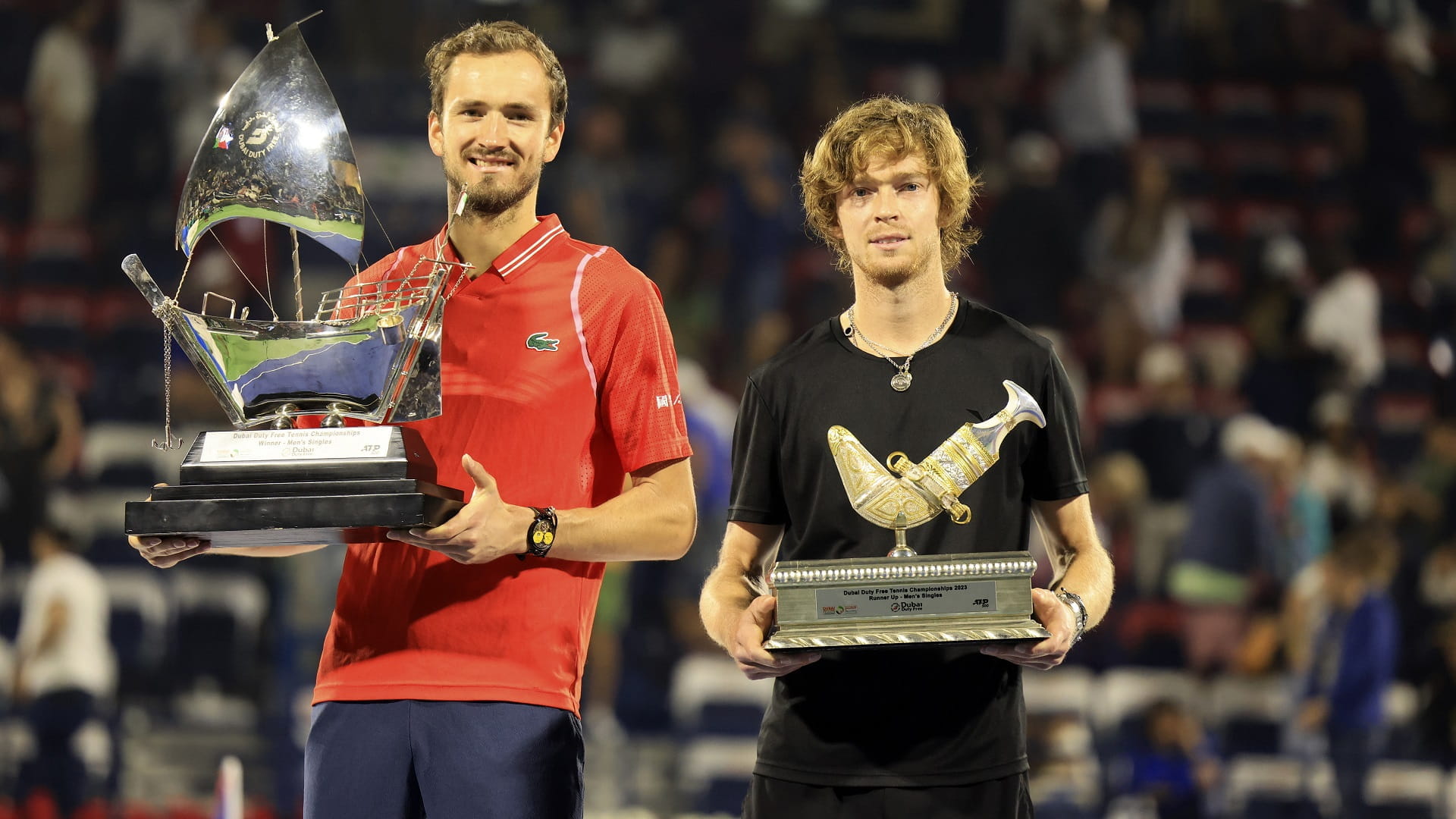 Image for the title: Medvedev wins Dubai Duty Free Tennis 
