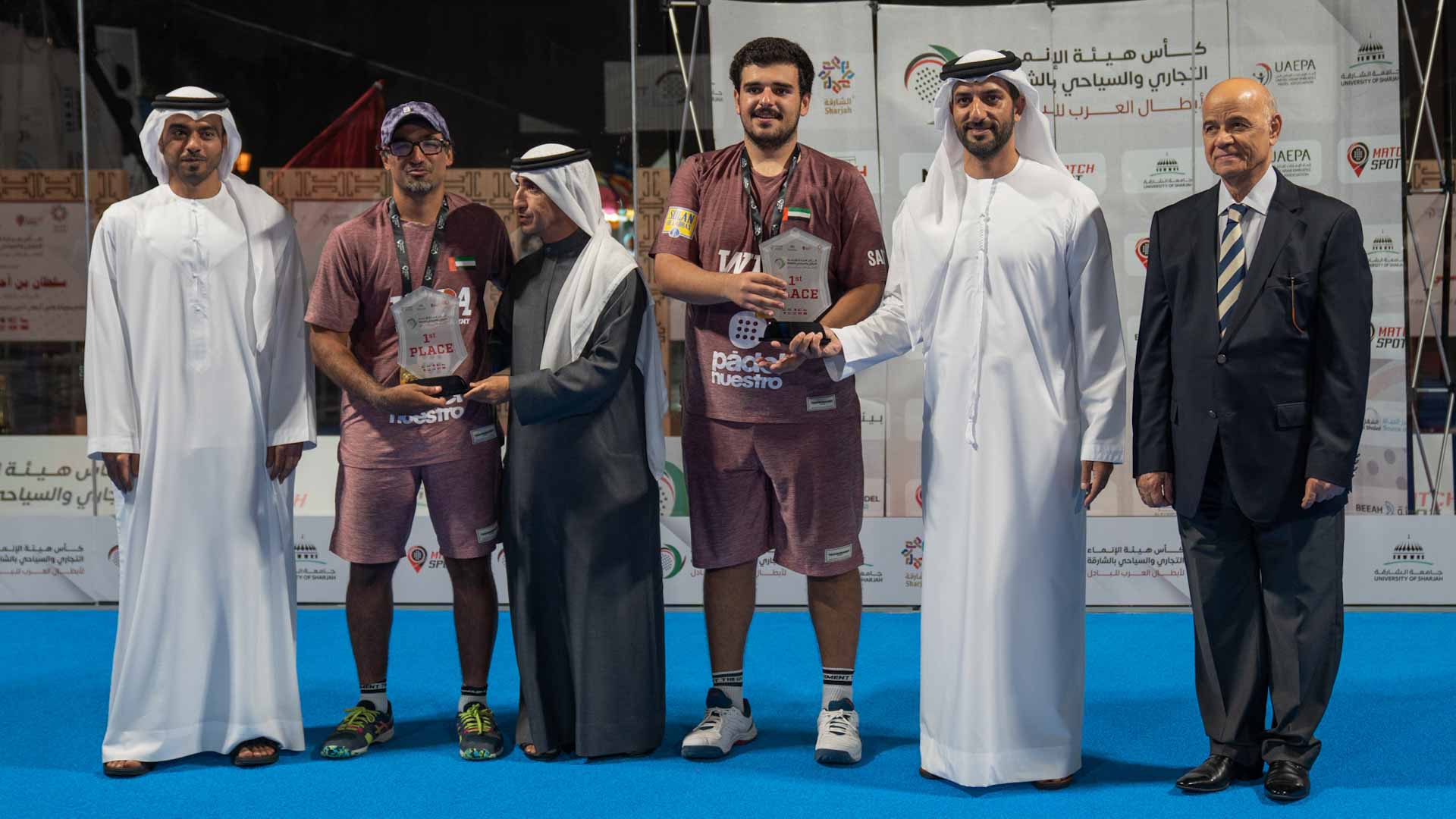 Image for the title: Sultan bin Ahmed Al Qasimi crowns UAE team with Arab Padel Cup 