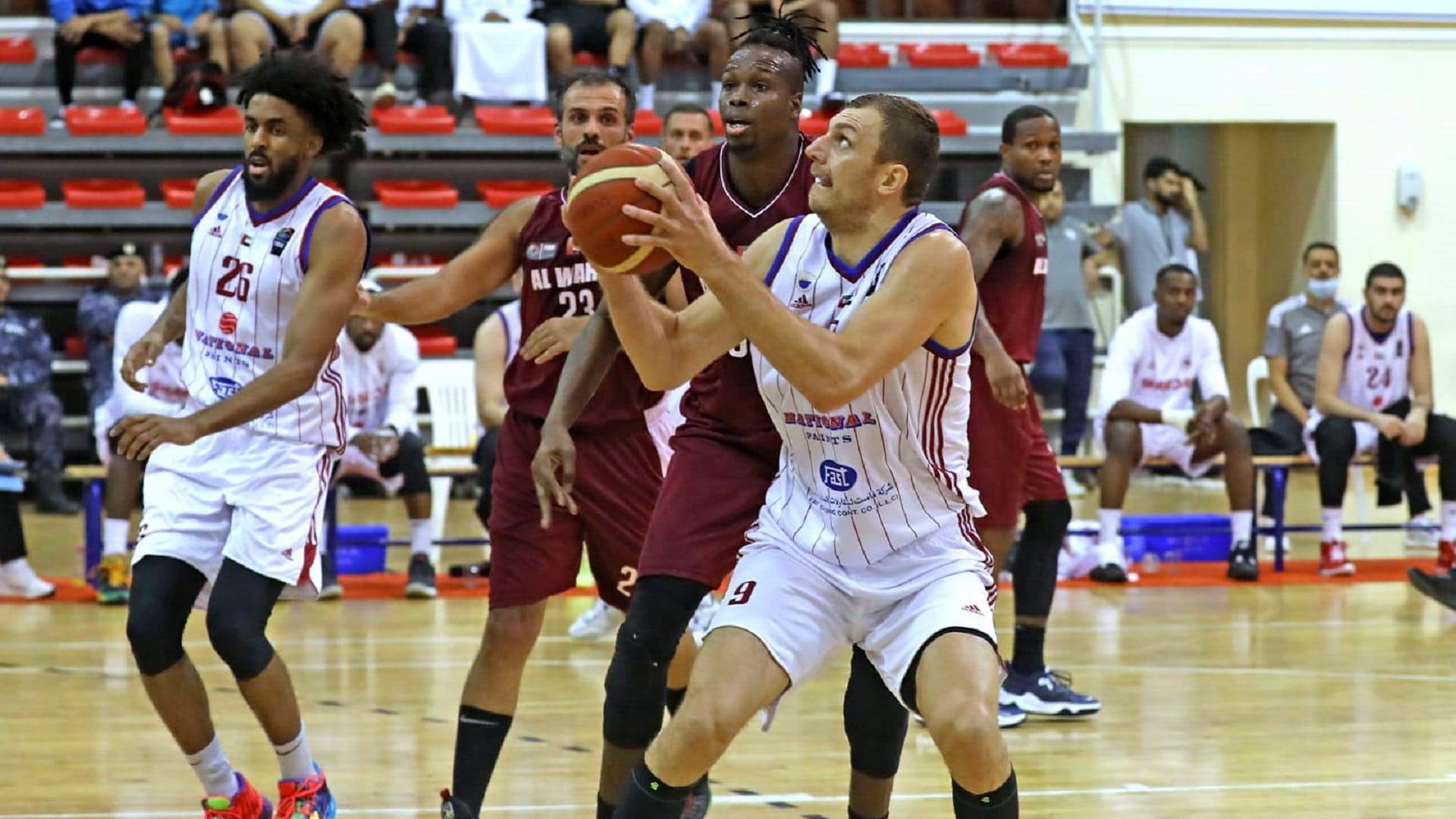 Image for the title: Al Sharjah wins over Al-Wahda (93-66) 