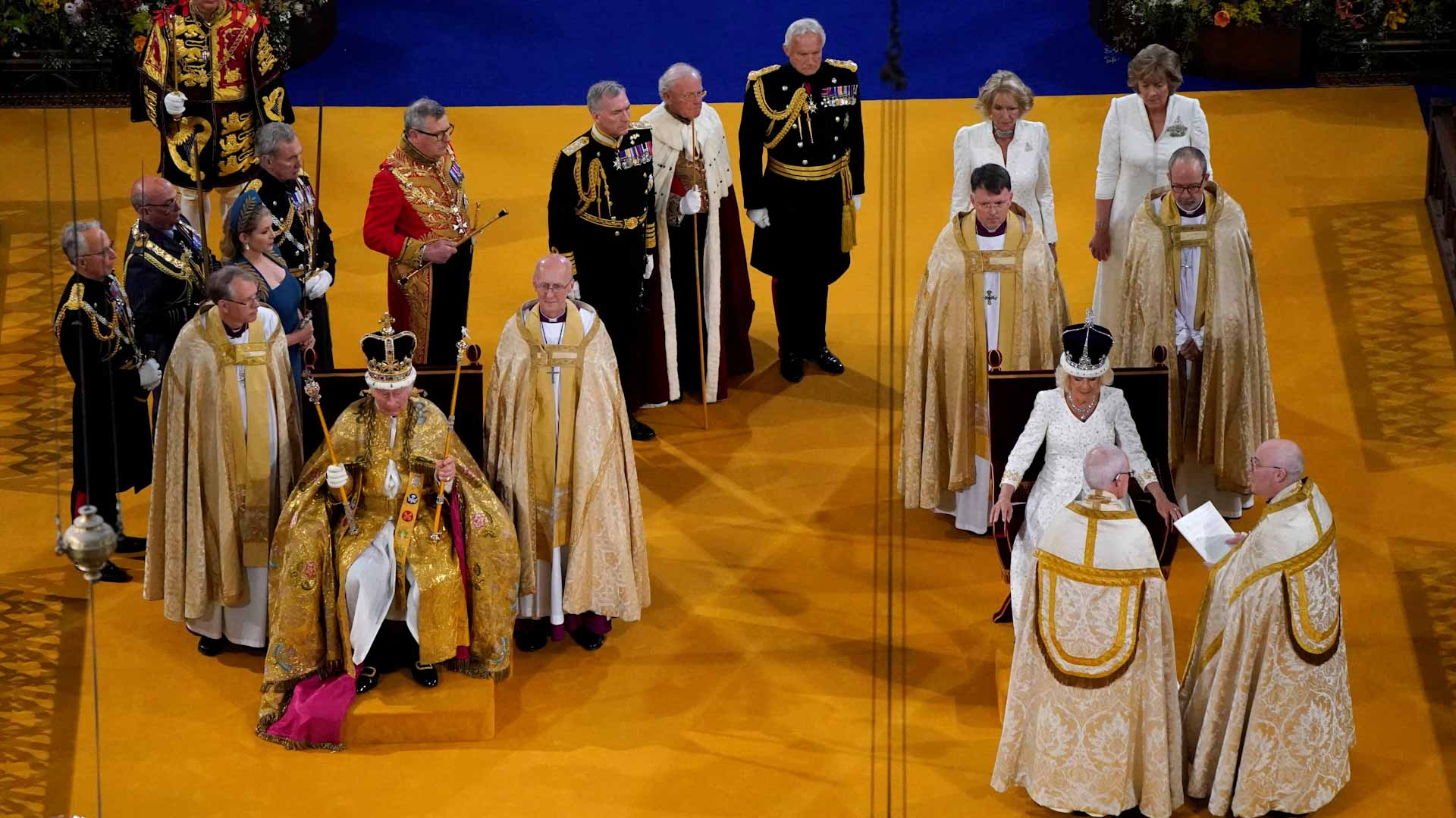 Image for the title: King Charles III crowned at London's Westminster Abbey 