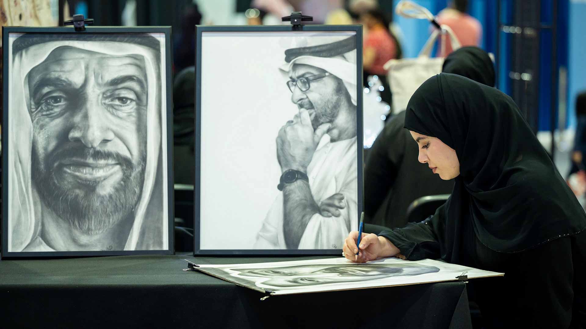 Image for the title: SCRF showcases Emirati talents in creating UAE leaders portraits 
