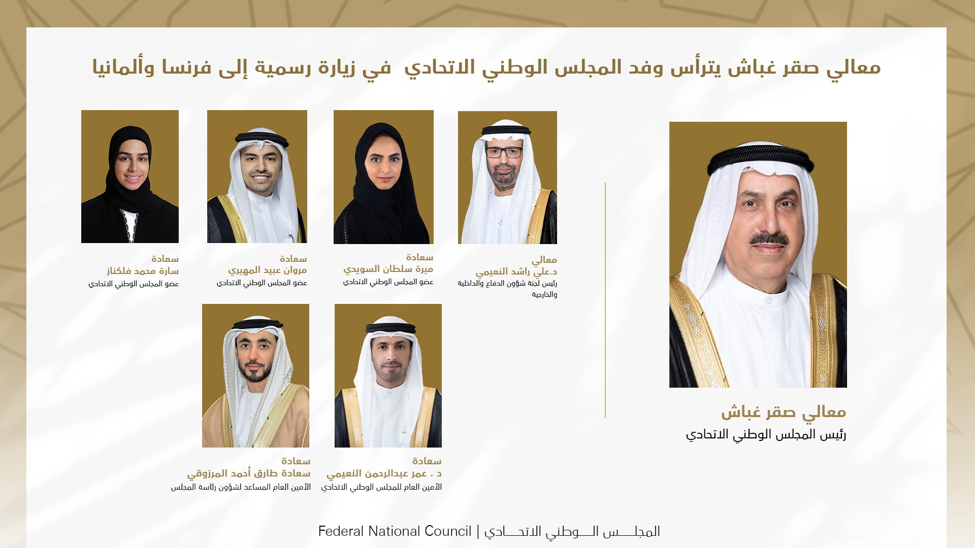 صورة بعنوان: غباش يترأس وفد المجلس الوطني الاتحادي في زيارة إلى فرنسا وألمانيا  