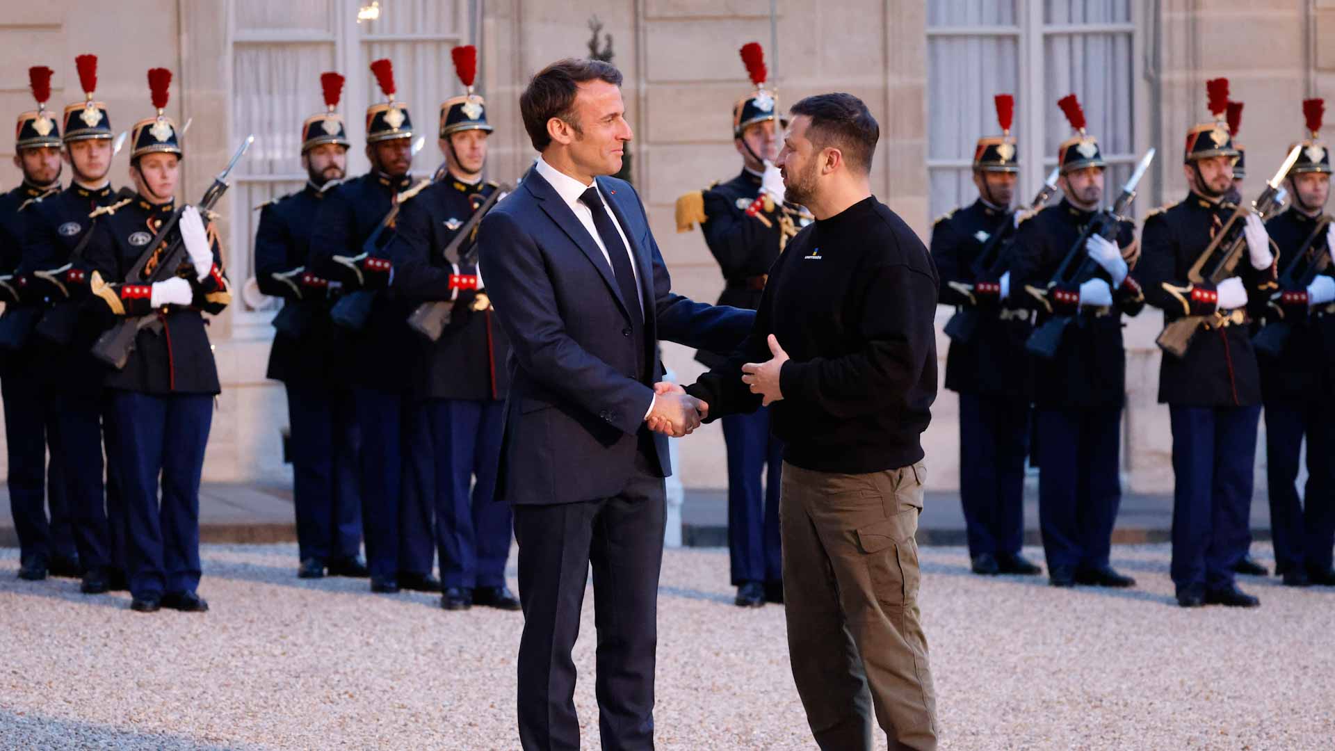 Image for the title: Zelensky visits France after EU honours Ukraine fight 'for Europe' 