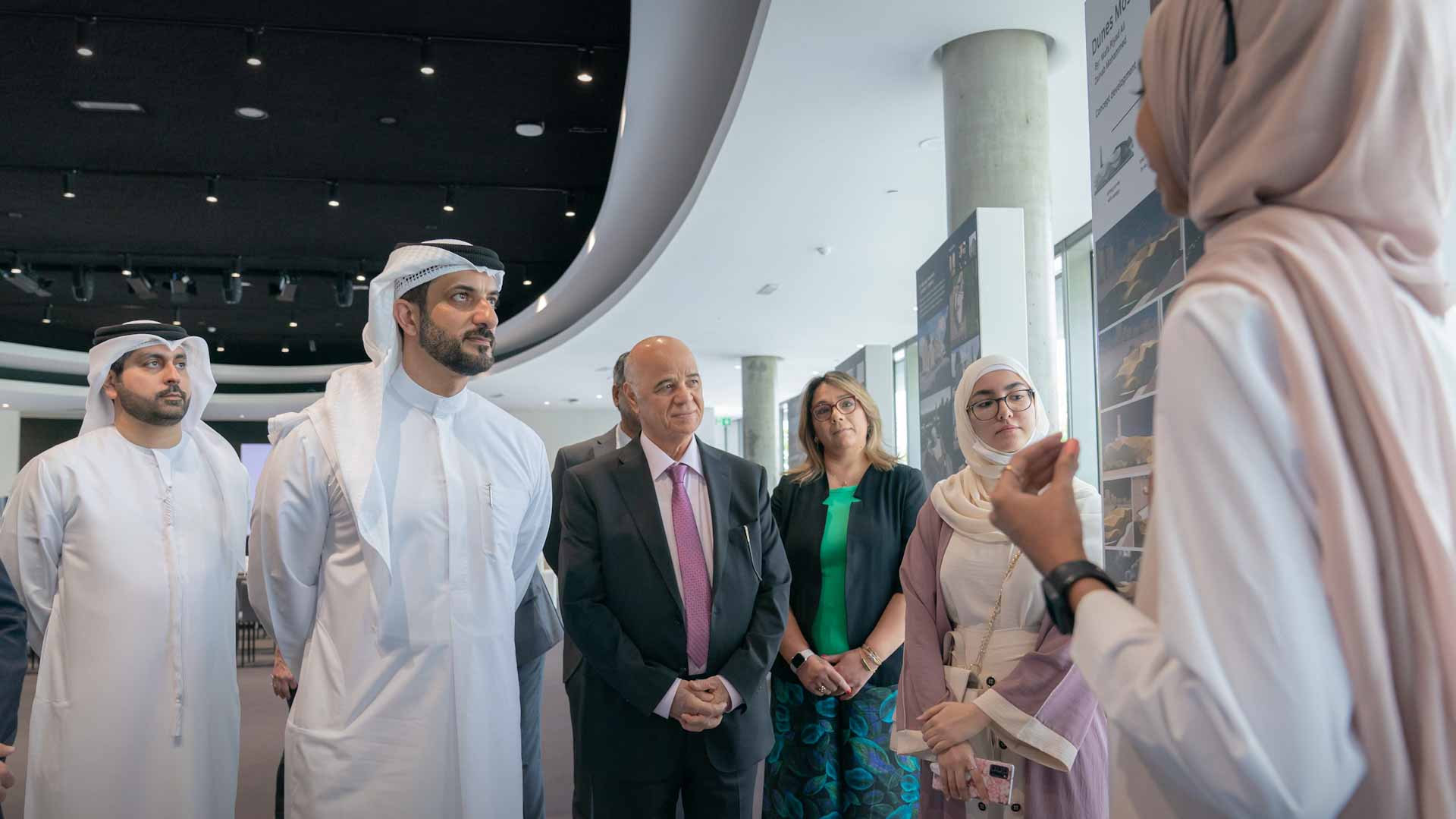 Image for the title: Sultan bin Ahmed reviews UOS students' Aljada Mosque designs 
