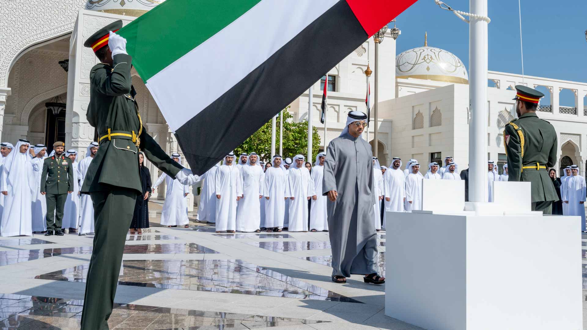 Image for the title: Mansour bin Zayed attends Flag Day ceremony 