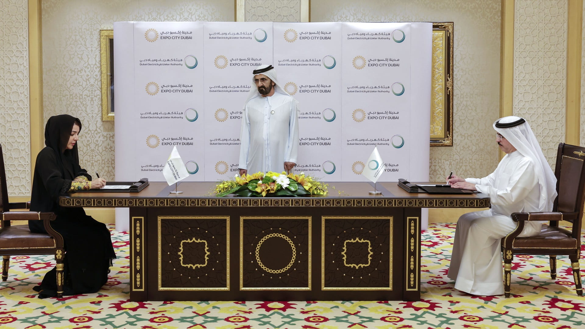 Image for the title: Mohammed bin Rashid witnesses signing of ECD – DEWA agreement 