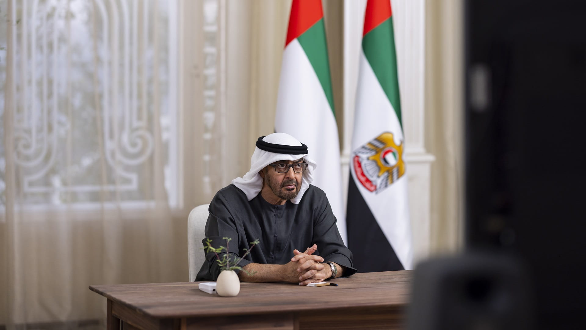 Image for the title: UAE Pres. participates in virtual BRICS summit discussing Gaza 