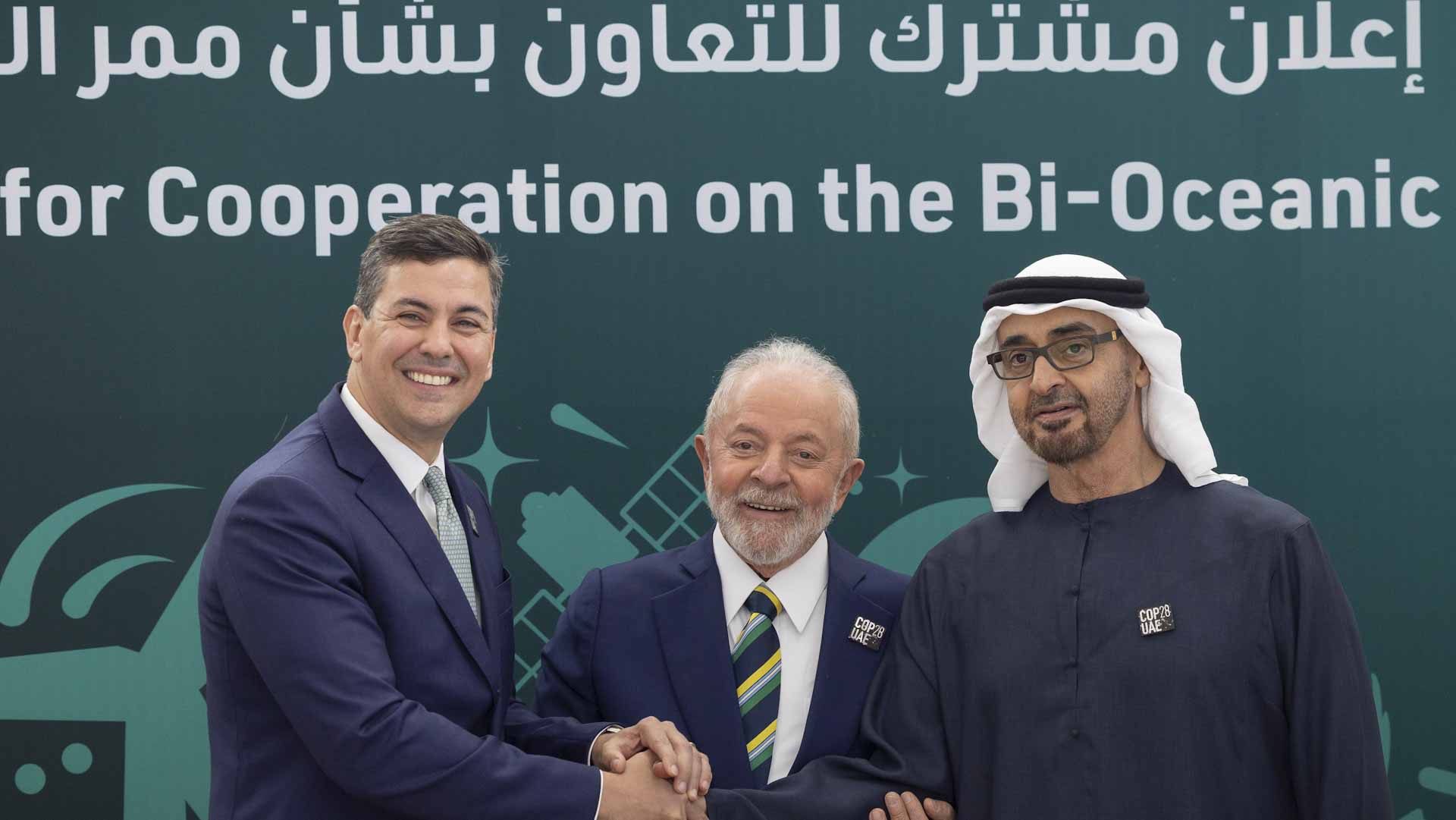 Image for the title: UAE, Brazil, Paraguay Presidents witness signing of declaration 