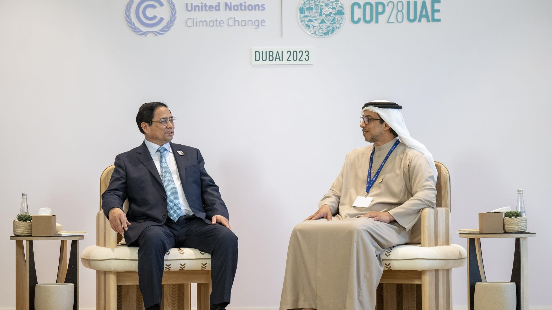 Image for the title: Mansour bin Zayed, Vietnamese PM furthering cooperation at COP28 