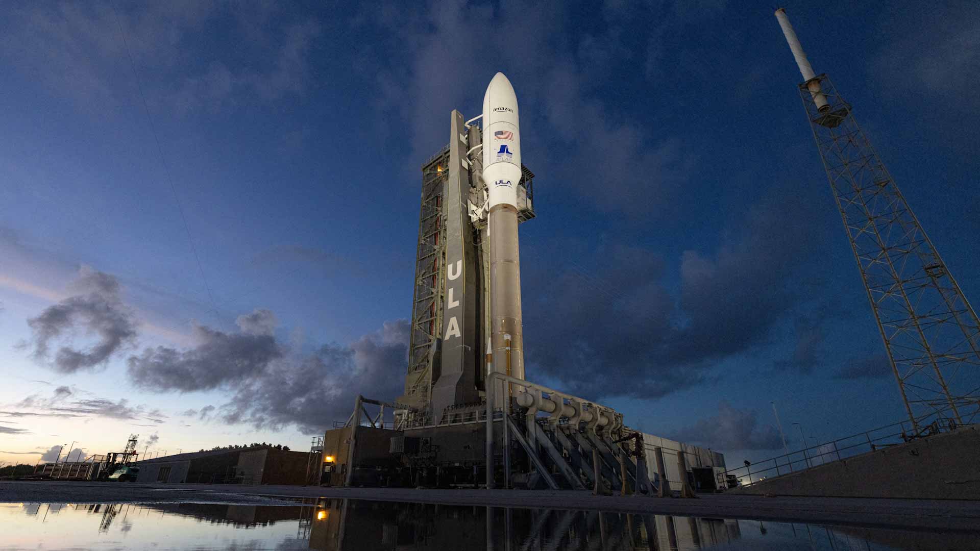 Image for the title: Amazon launches test satellites in challenge to Musk's Starlink 