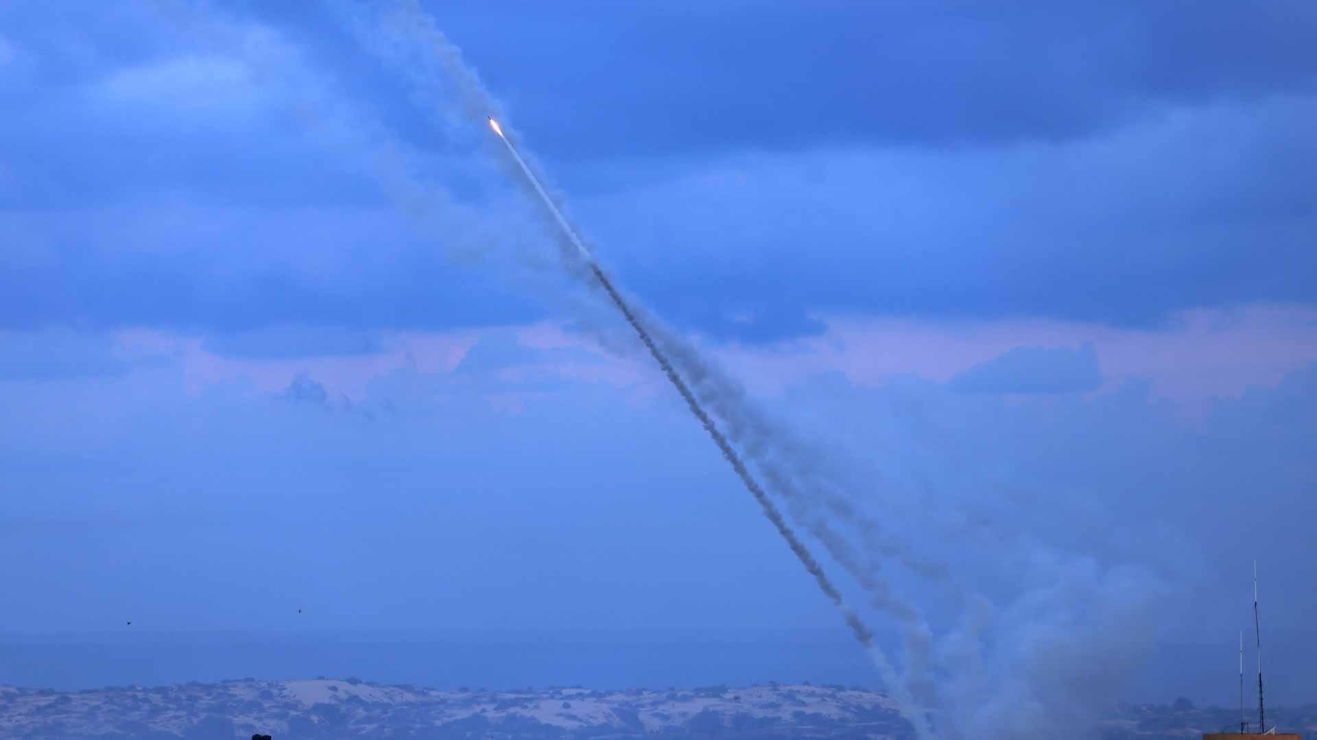 Image for the title: Dozens of rockets fired from Gaza towards Israel 