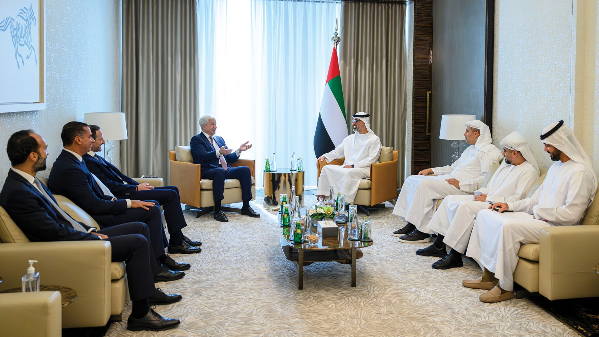 Image for the title: Khaled bin Mohamed bin Zayed meets JP Morgan Chase CEO 