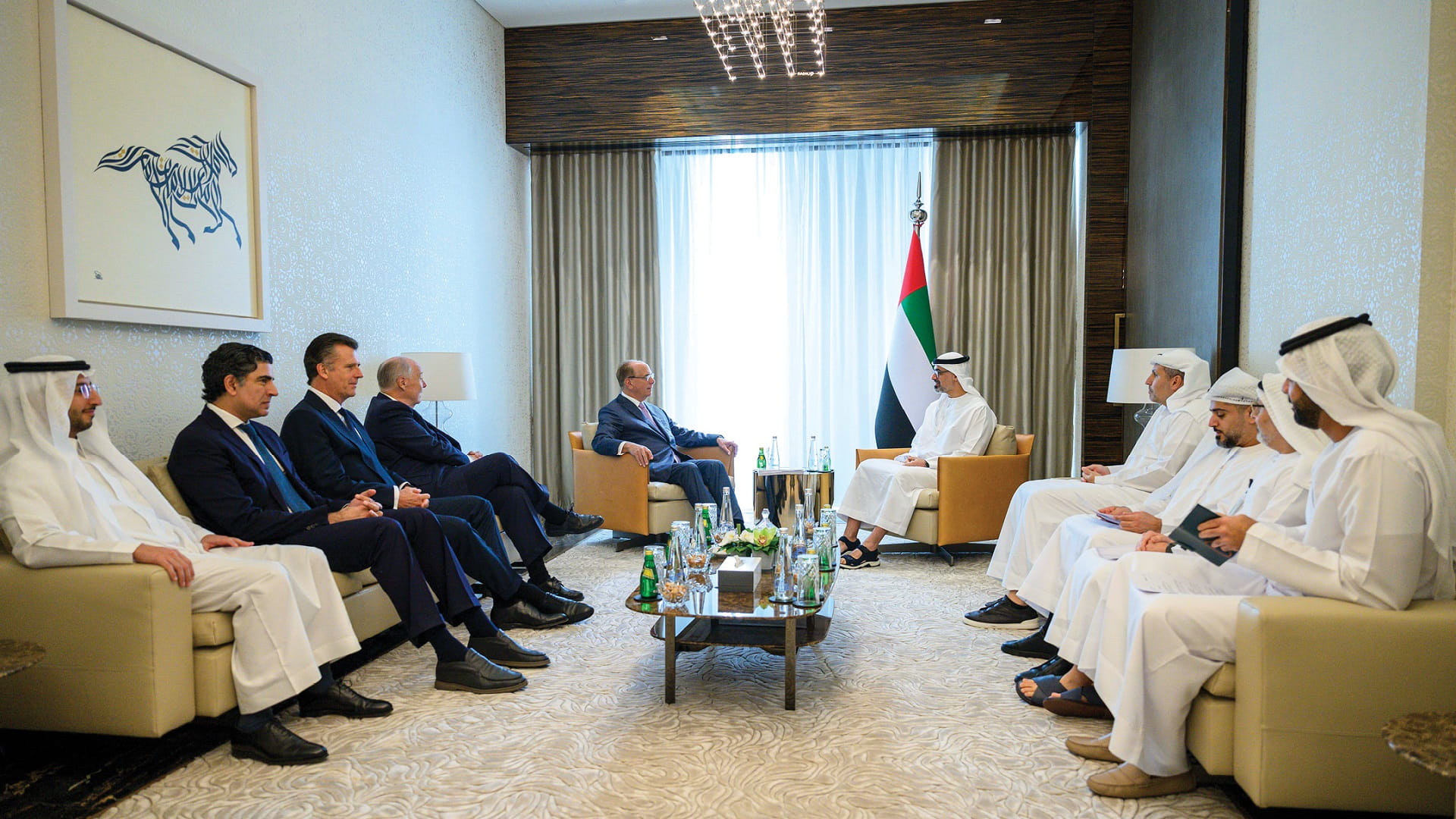 Image for the title: Khaled bin Mohamed meets CEO of asset management company BlackRock 