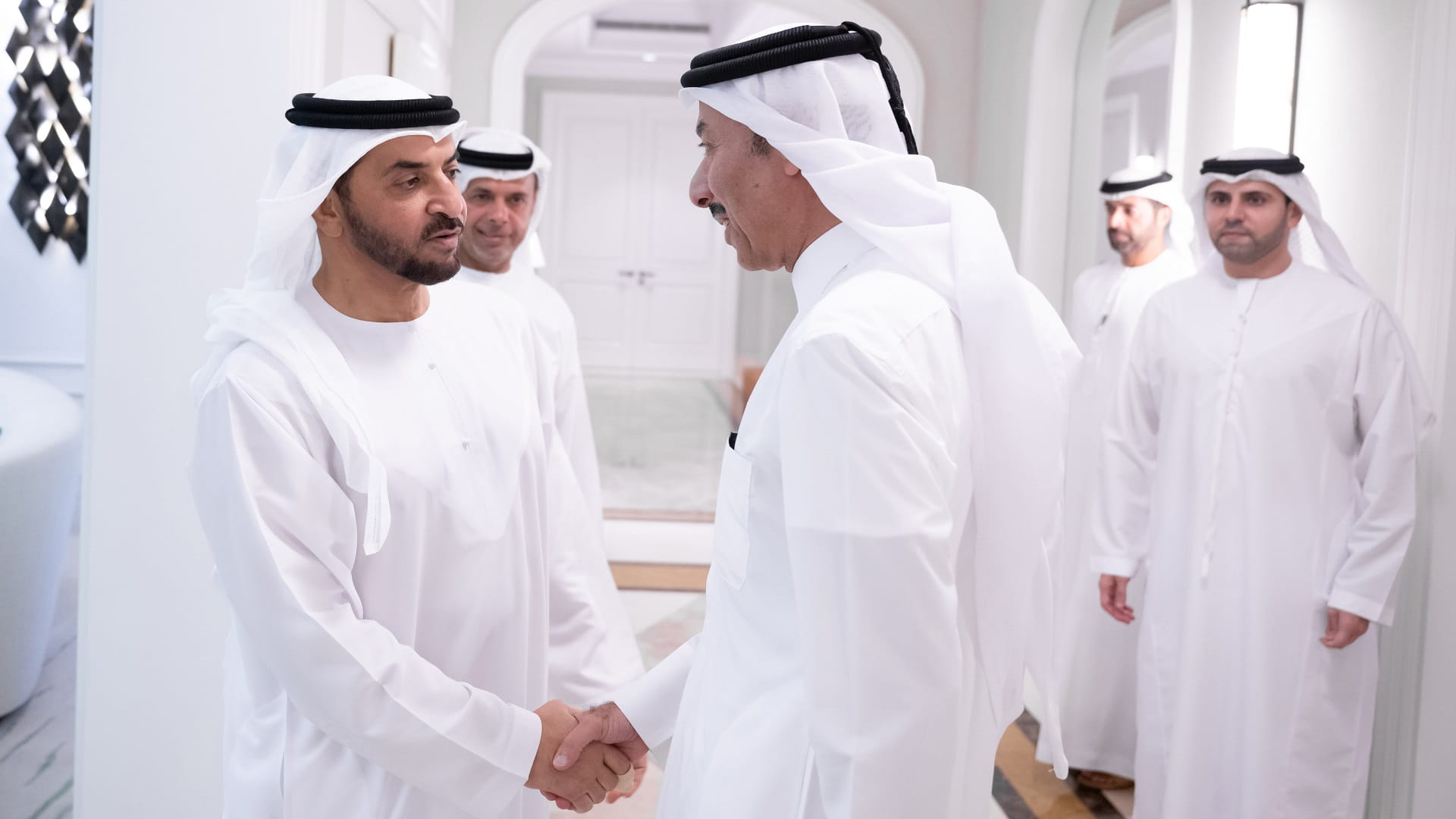 Image for the title: Hamdan bin Zayed receives Qatari ambassador 