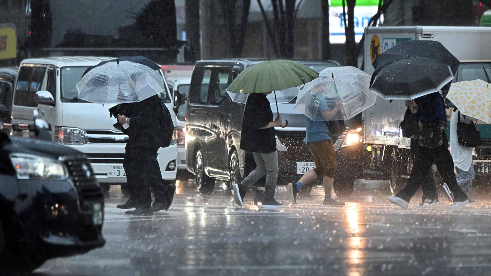 Image for the title: Record rain in parts of Japan after tropical storm 