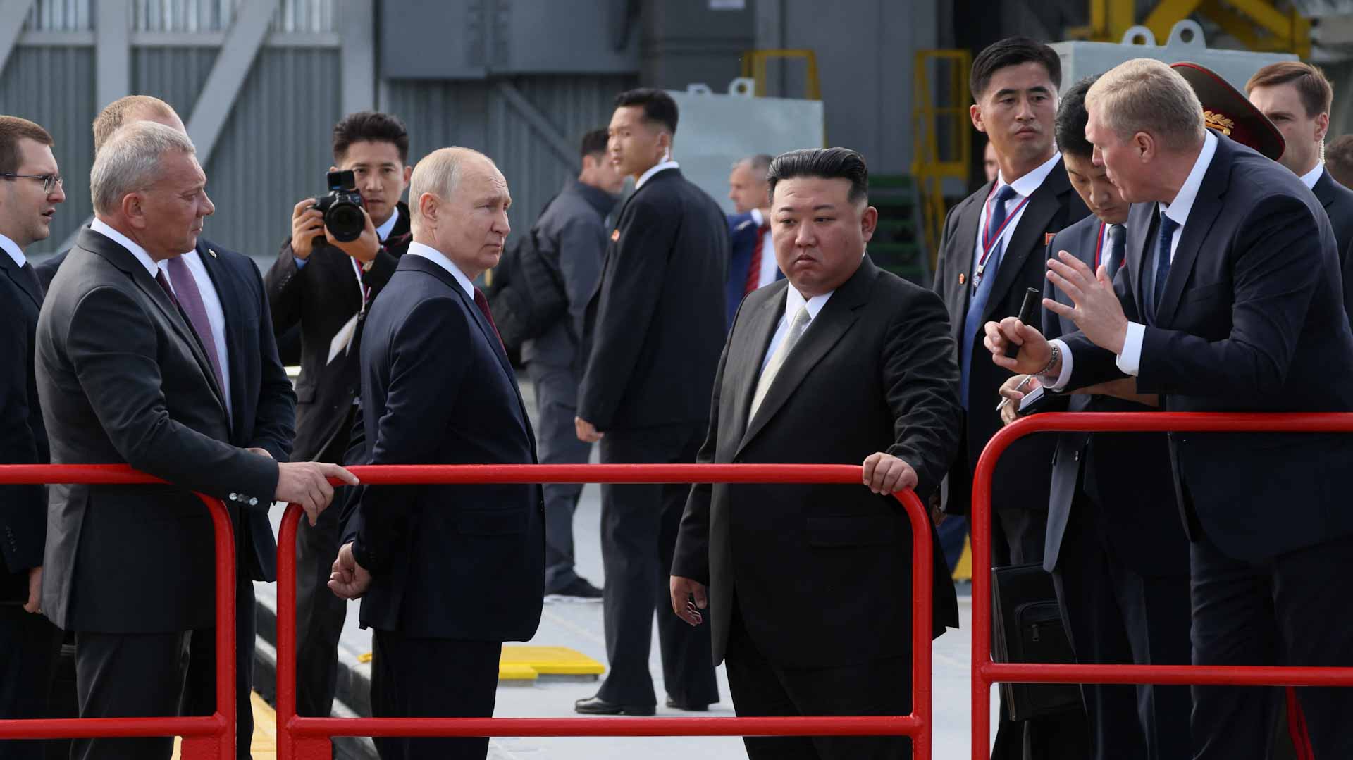 Image for the title: Putin, Kim hold summit at Russian space centre 