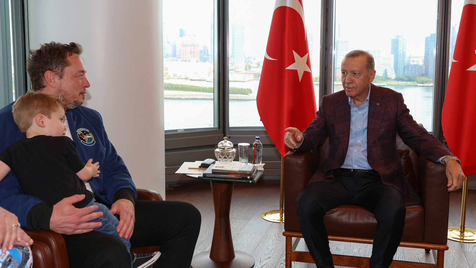 Image for the title: Erdogan urges Musk to build a new Tesla facility. 