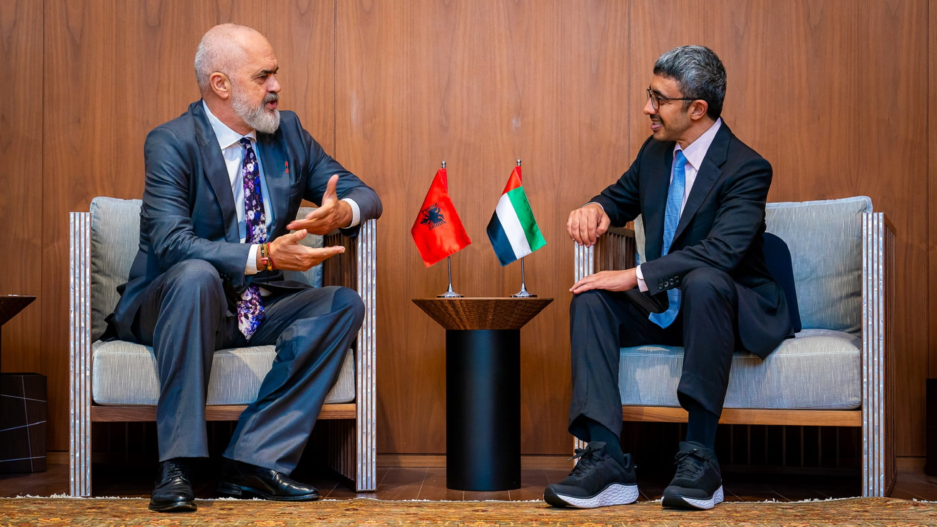 Image for the title: Abdullah bin Zayed meets Albanian Prime Minister in New York 